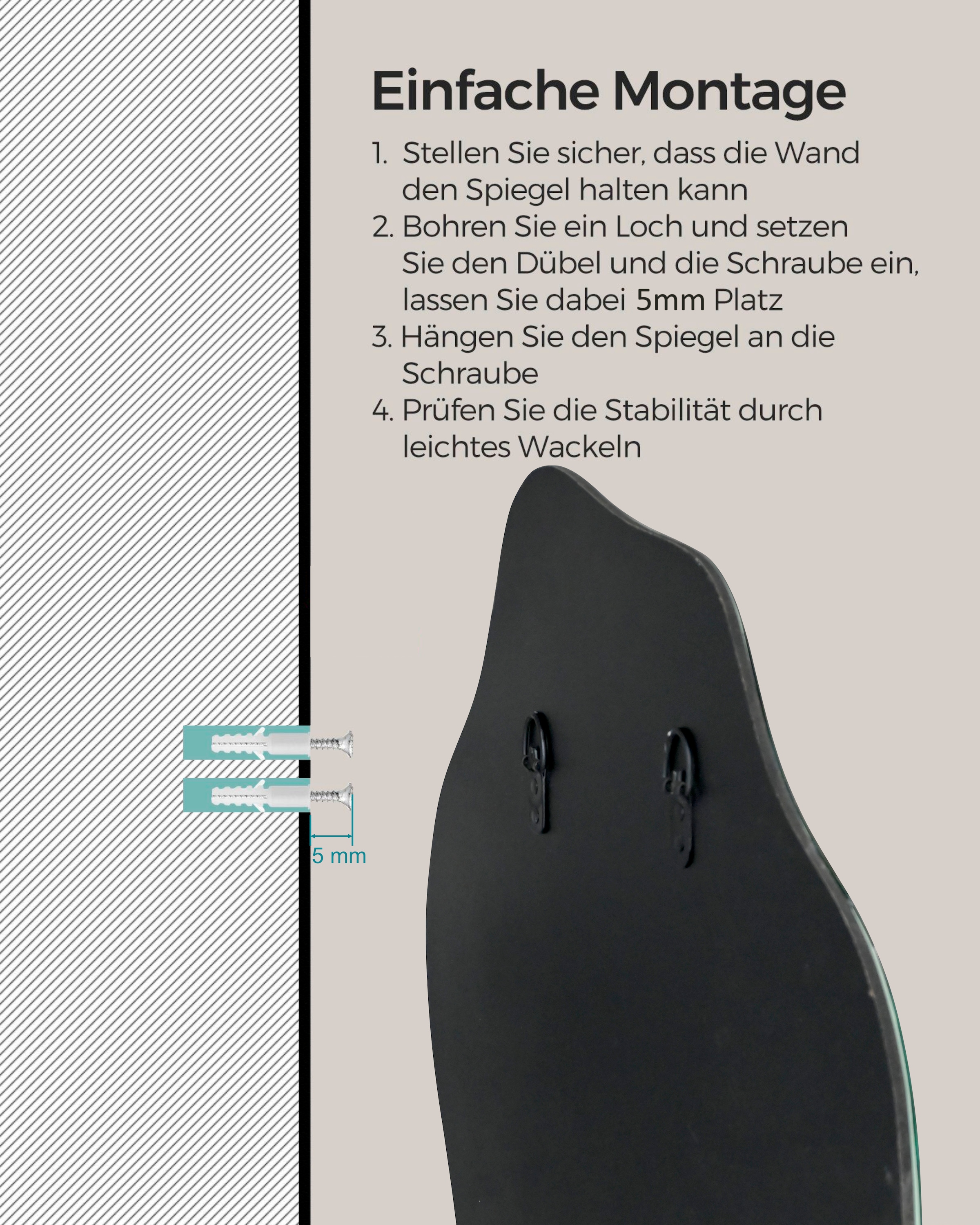 homsy by Ana Johnson Miroir mural »Missimi, Wanddekoration, 45x55cm« wellenförmig, wolkenförmig, Eleganz mit transparentem Rahmen