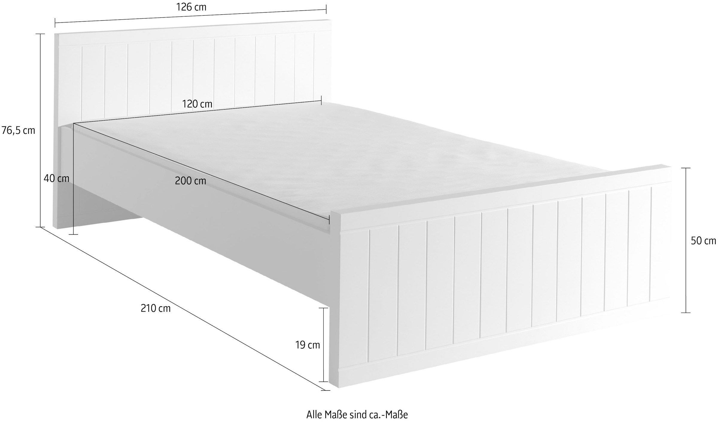 Vipack Einzelbett Made in Europe,  Modernes Einzelbett mit 120 x 200 cm Liegefläche, Weiss lackiert
