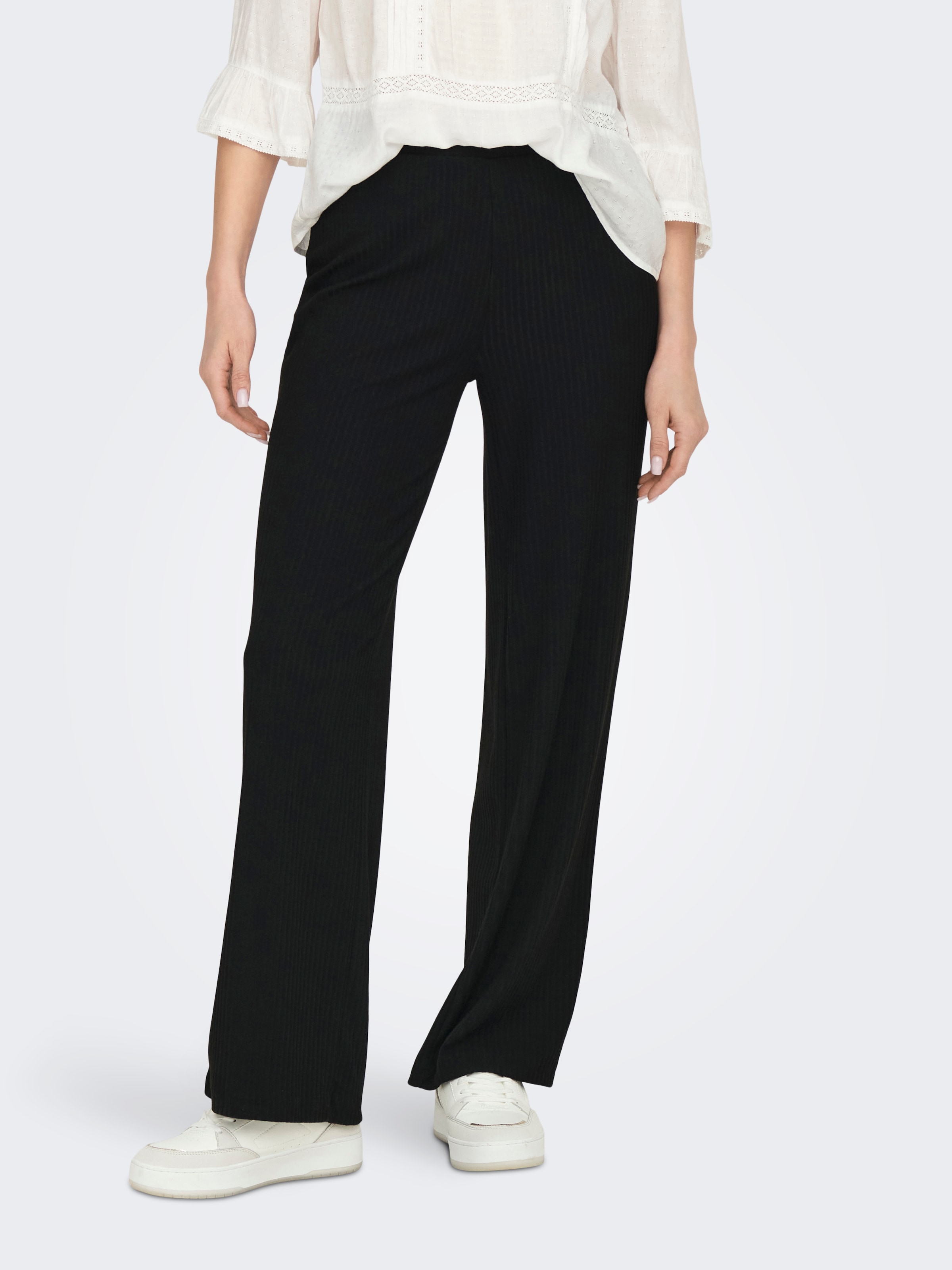 Image of ONLY Jerseyhose "ONLEMMA – Weite Hose mit Gummizug und softer Ripp-Qualität" weiter Schnitt, elastischer Bund, modisch, unifarben, Jersey