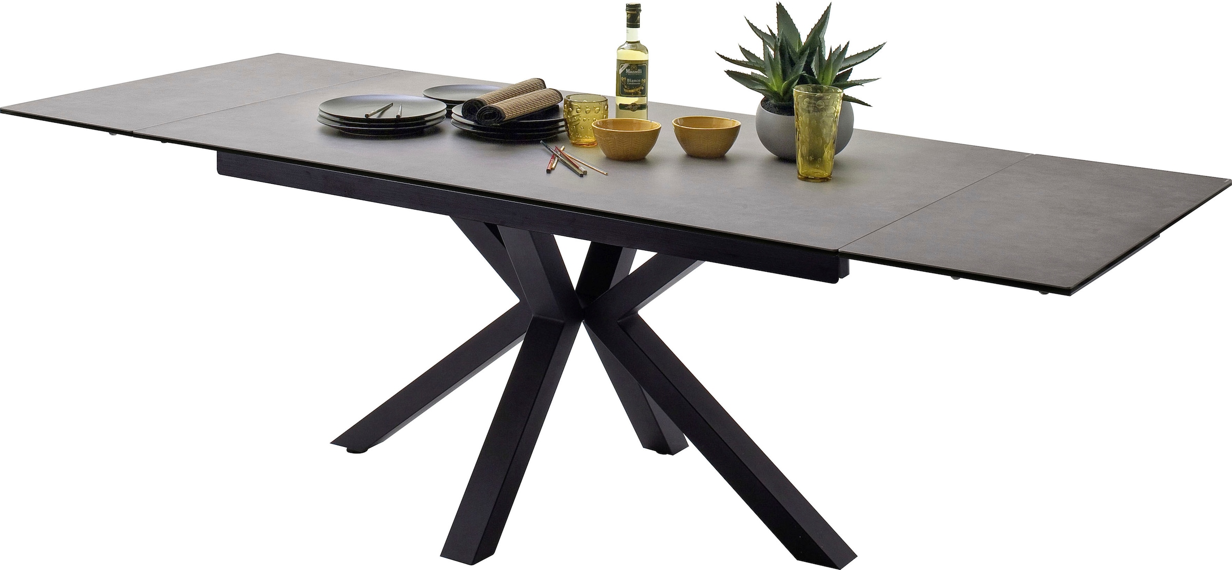 MCA furniture Table de salle à manger »Nagano« Esstisch Glas-Keramik mit Stirnauszug