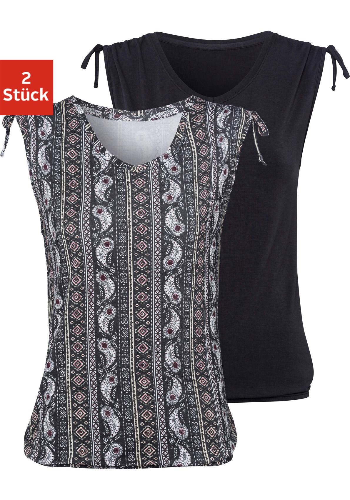 Image of LASCANA Tanktop, (2er-Pack), mit leicht gerafften Schultern bei Ackermann Versand Schweiz