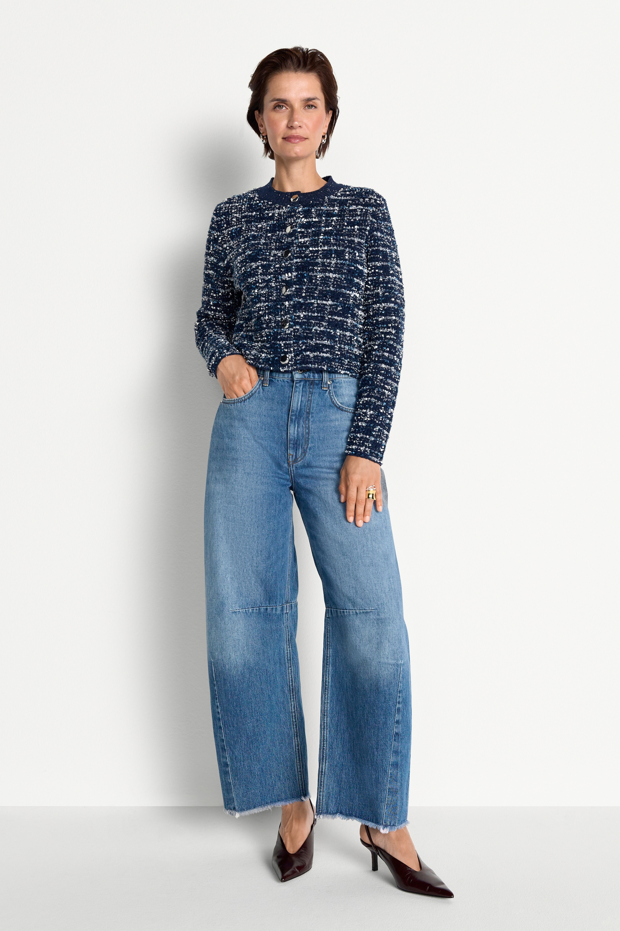 RICHROYAL Bouclèjacke ohne Kapuze mit Woll-Anteil, Regular fit mit Zierknöpfen