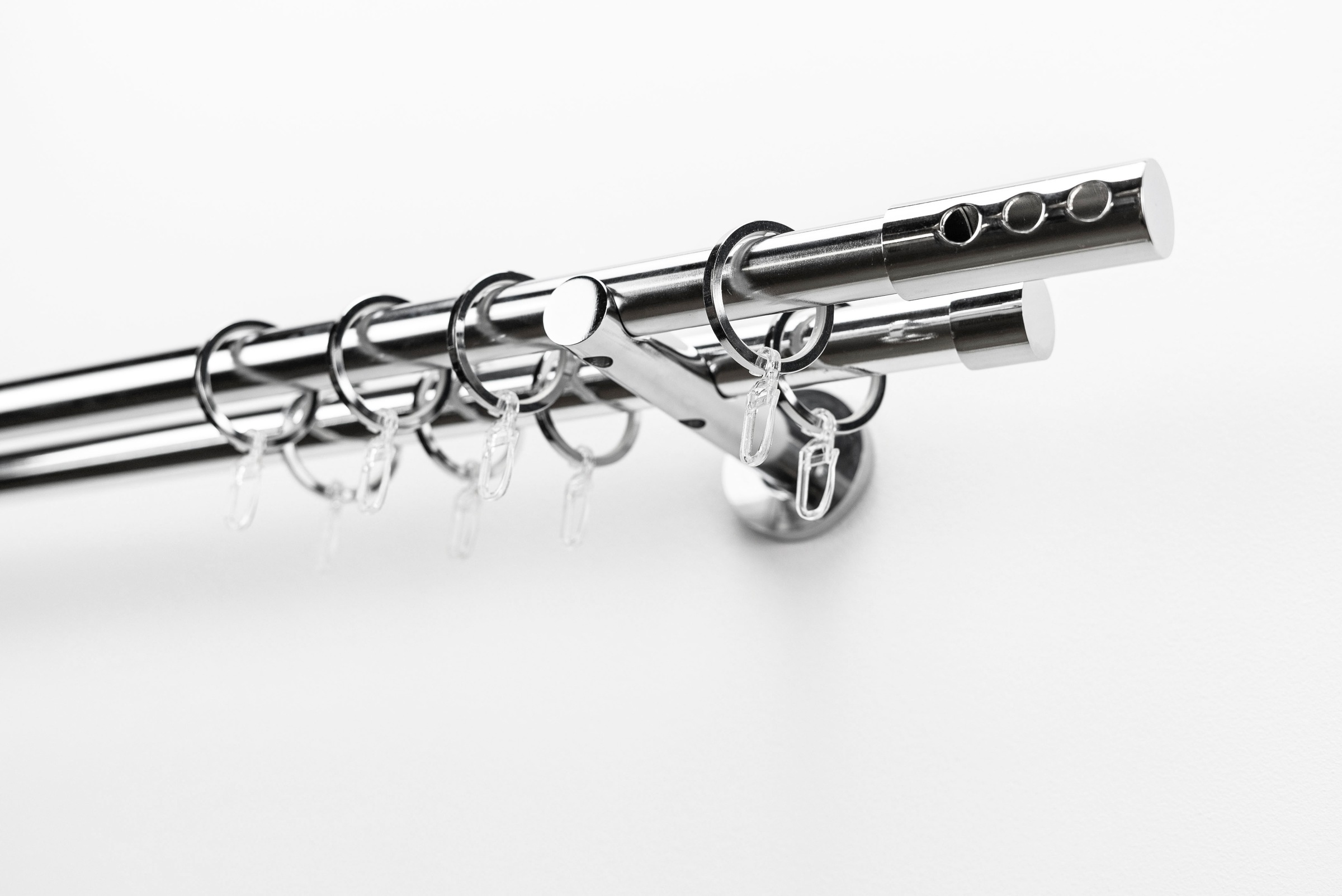 Image of GARESA Gardinenstange »EASY«, 2 läufig-läufig, Wunschmasslänge, Vorhanggarnitur, einfache Montage, mit Stangenverbinder verlängerbar, Wandmont., Endk. mit 3 Löcher, Aluminium, m. Ringe bei Ackermann Versand Schweiz