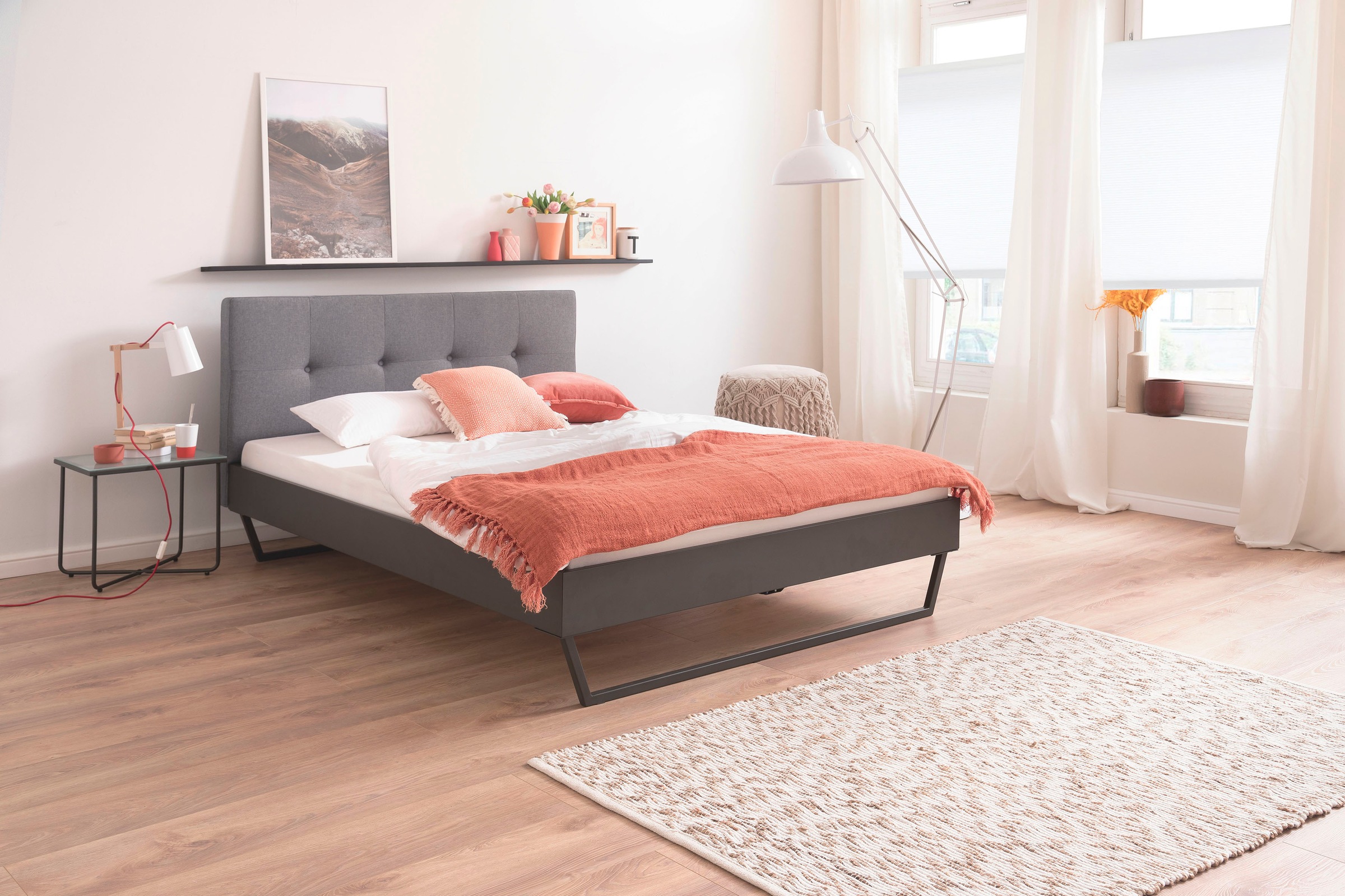 Image of meise.möbel Metallbett »Boston«, Polsterkopfteil mit 4-Punkt-Steppung, diverse Fussvarianten möglich bei Ackermann Versand Schweiz