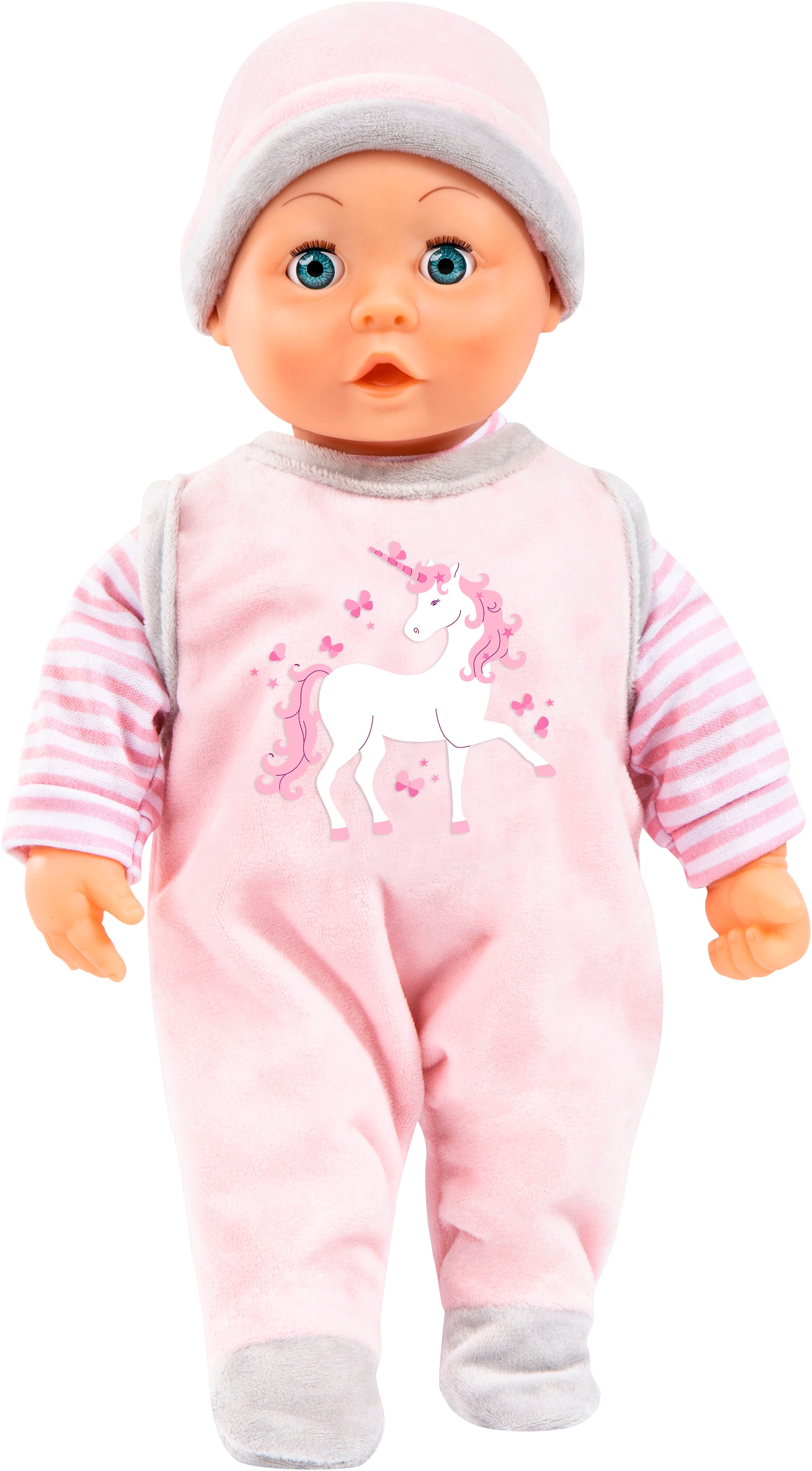 Bayer Babypuppe »First Words Baby, 38 cm, Einhorn rosa« mit Schlafaugen und Babygeräuschen