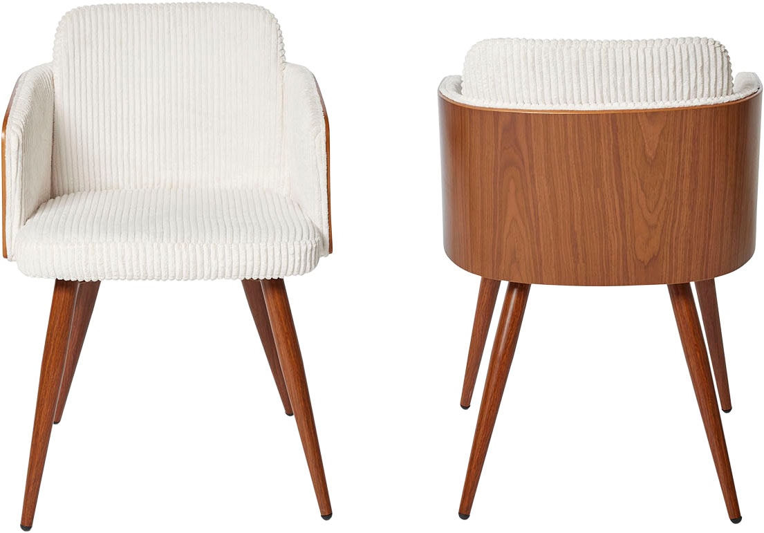 Jahnke Chaise à coque »CHIC SIT DUO« (Ensemble) 2 cuisdesign élégant, dossier en bois massif, accoudoirs, structure métal aspect bois