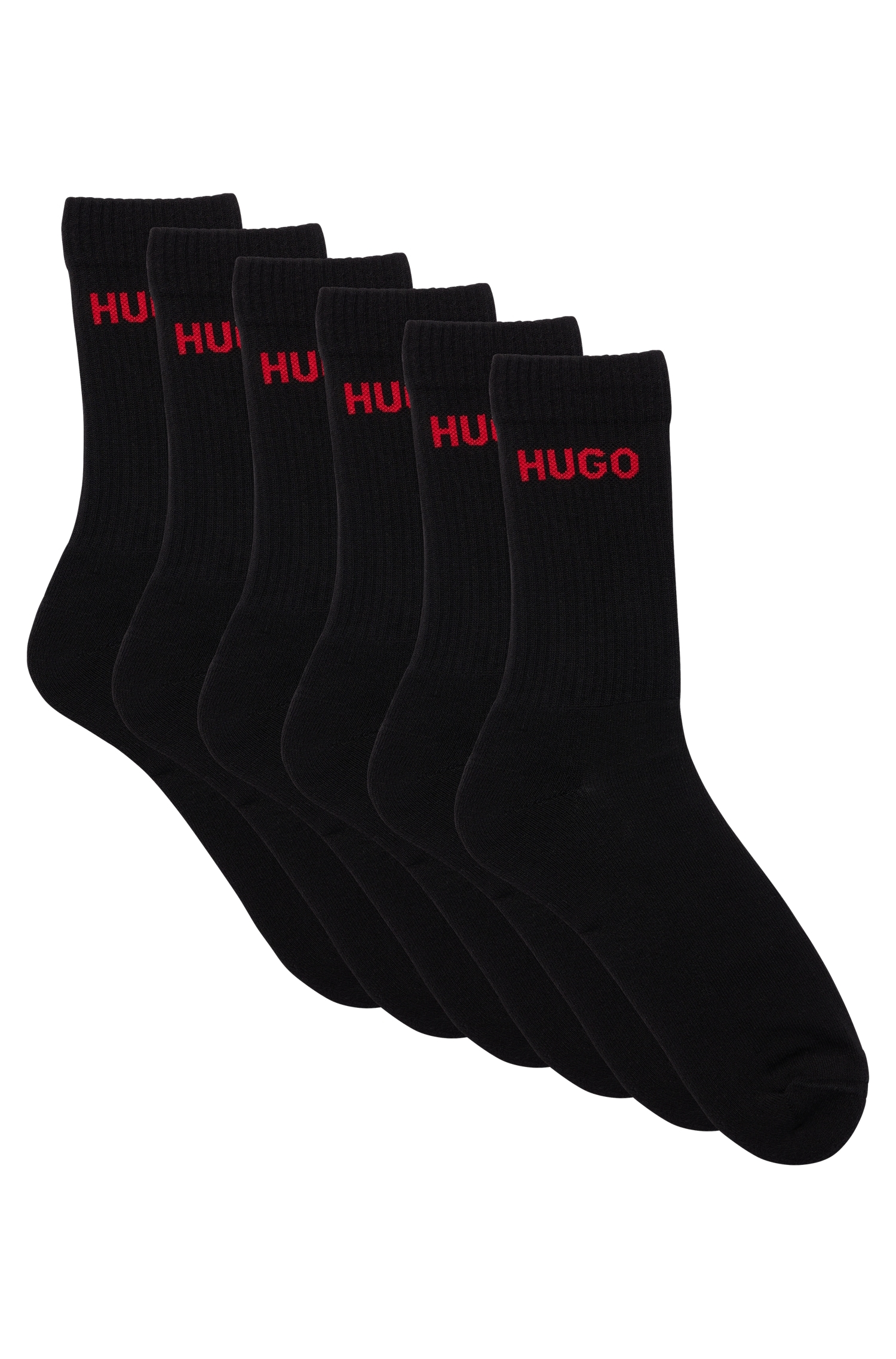 Socken »6P QS RIB LOGO CC«, (Packung, 6er Pack), mit eingestricktem HUGO Logo