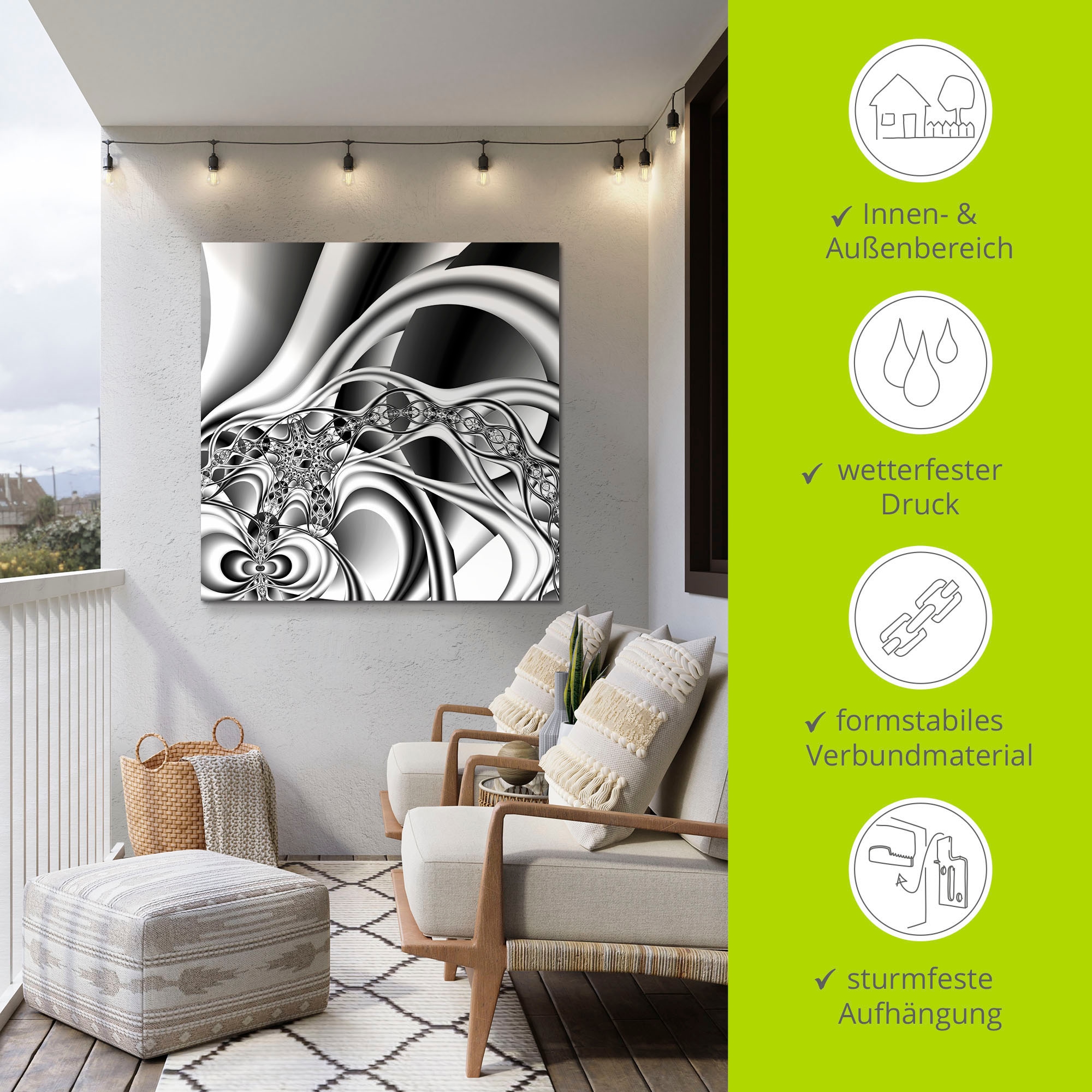 Artland Wandbild »Silberne Kette«, Muster, (1 St.), als Alubild, Outdoorbild, Leinwandbild, Wandaufkleber, versch. Grössen