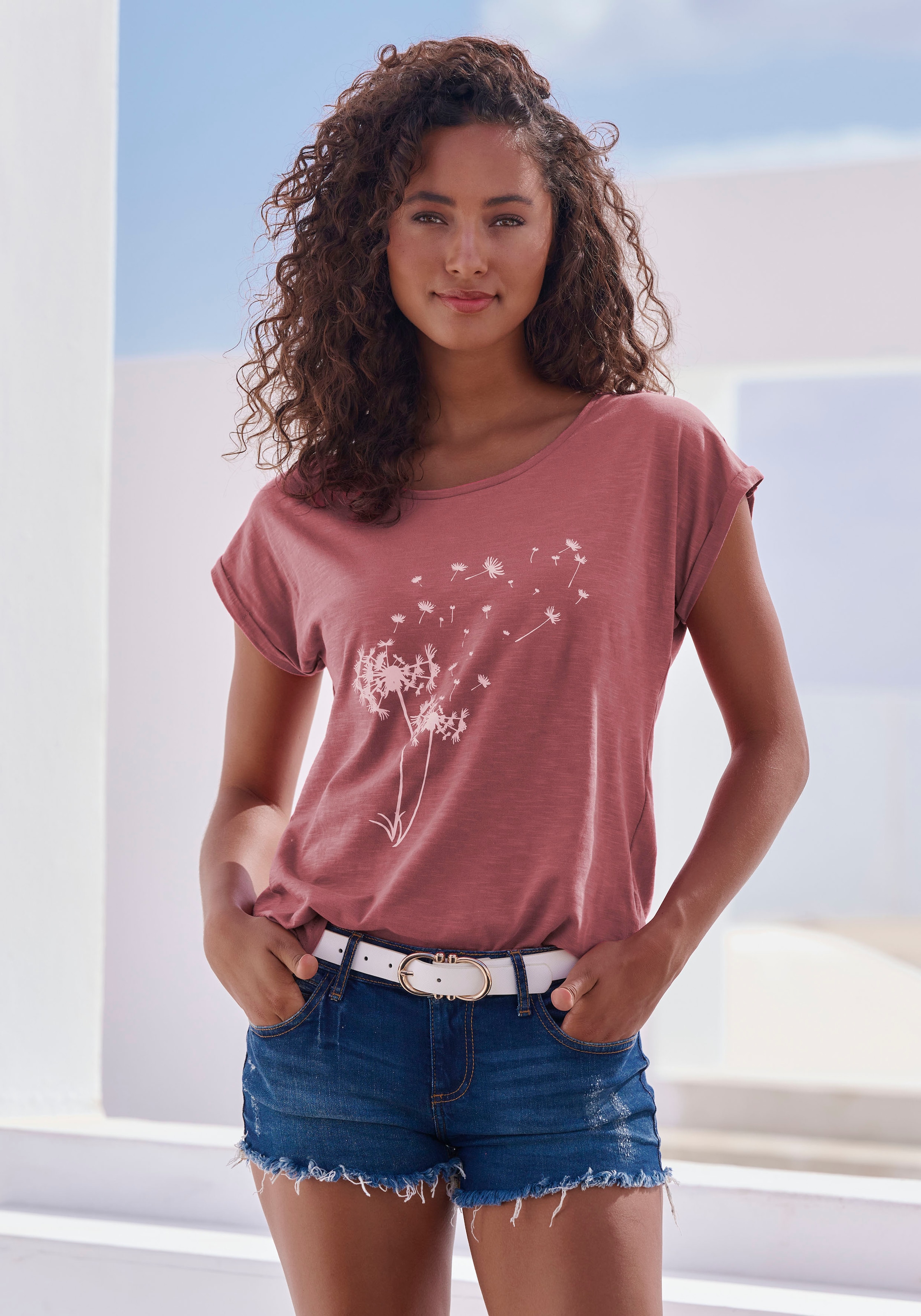 Image of Vivance T-Shirt "mit Frontdruck "Pusteblume"" aus reiner Baumwolle mit Pusteblumen Print