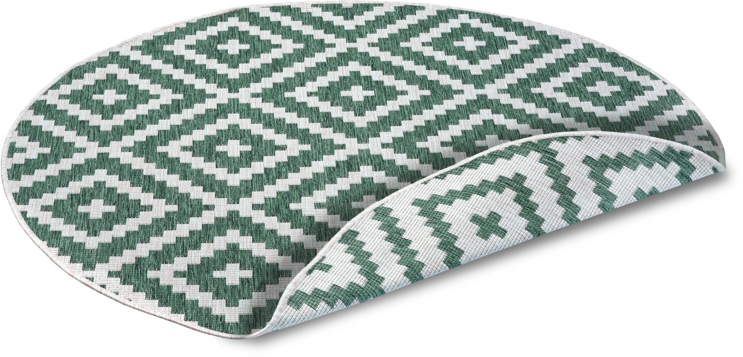my home Teppich »Ronda Wendeteppich«, rund, 5 mm Höhe, Sisal-Optik, Flachgewebe, In- und Outdoor, geometrisches Boho Design
