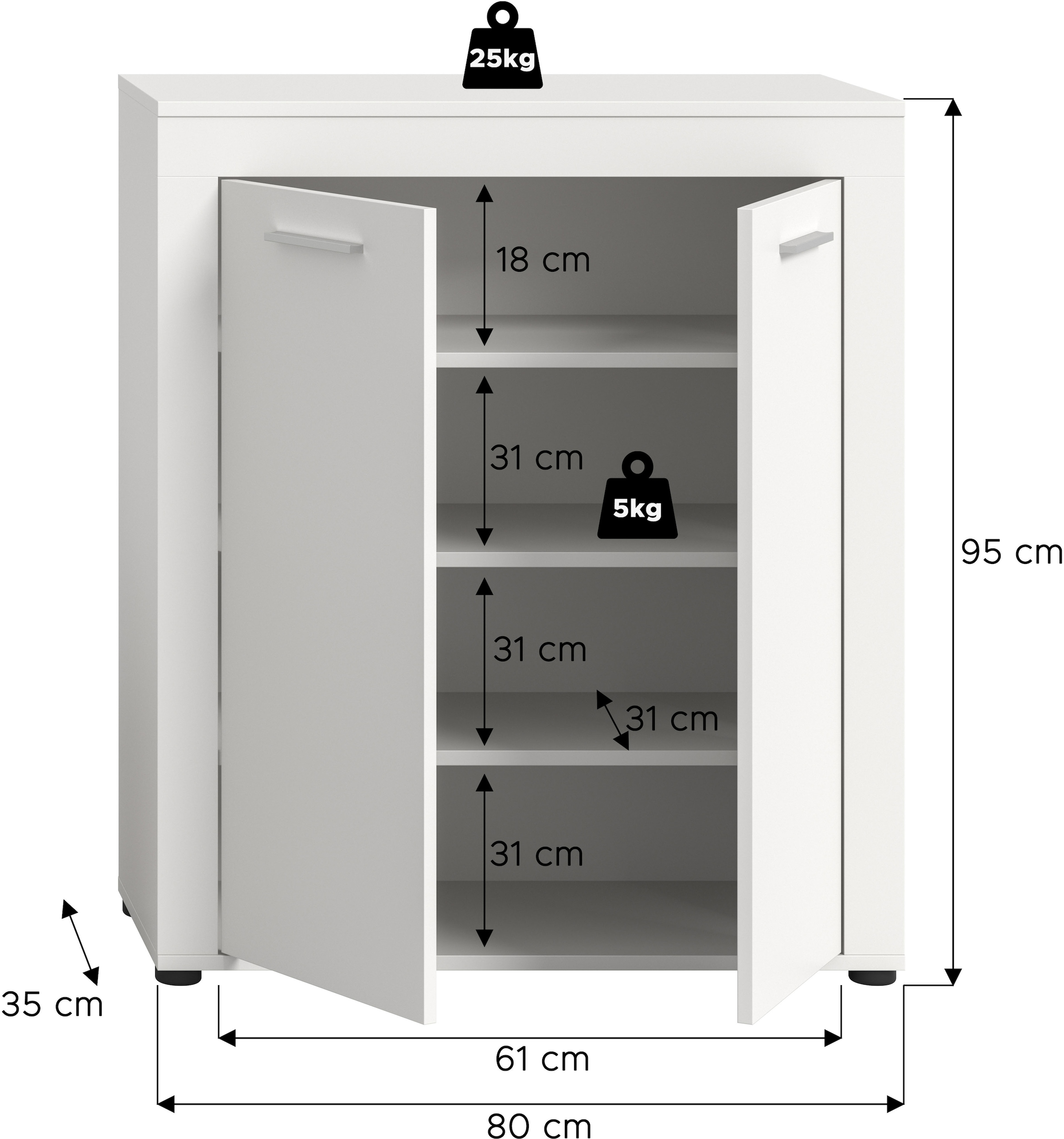 INOSIGN Schuhschrank »Aosta« Schuhschrank, Höhe 191 cm, 4 Fächer, Garderobenschrank, Flur, Diele