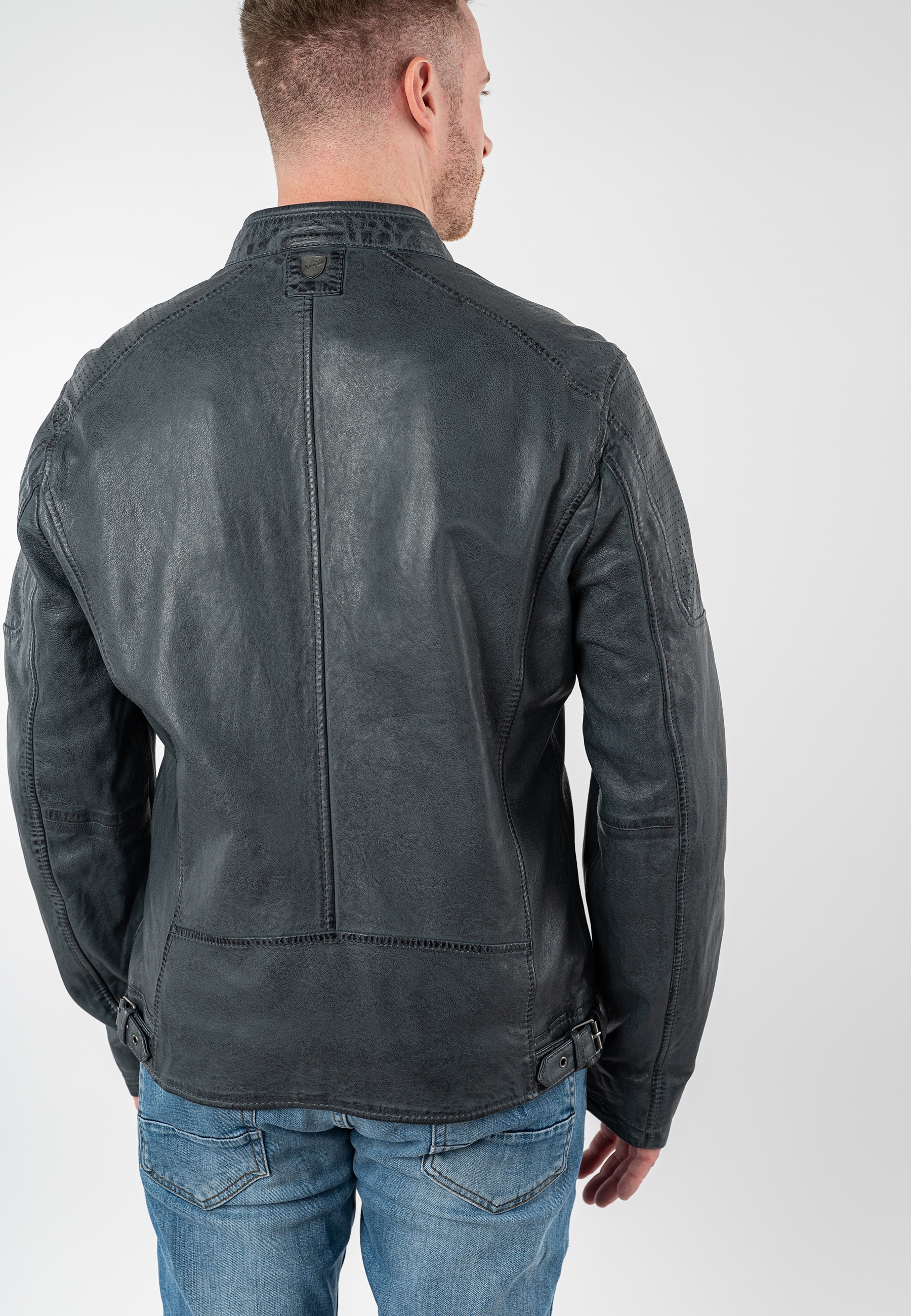 Mauritius Veste en cuir »MMBroum« mit Bikerkragen