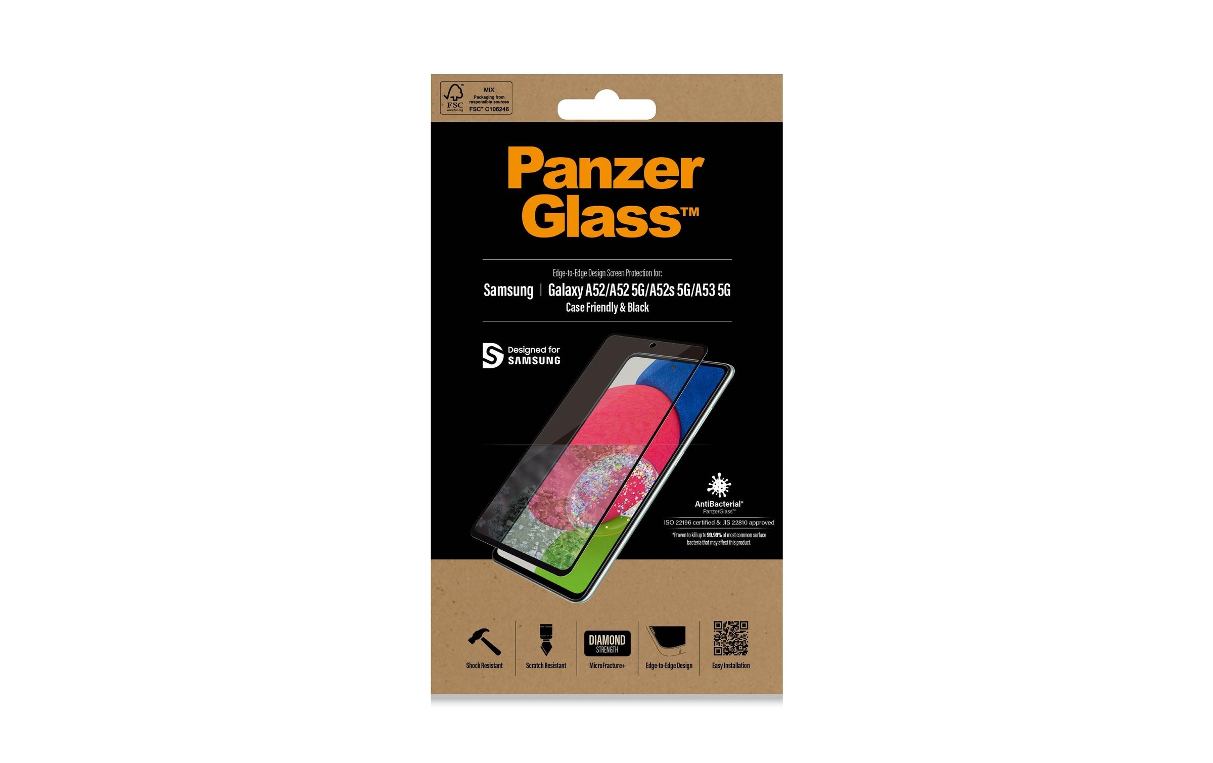 PanzerGlass Schutzfolie »Friendly Galaxy A5«, (1 St.), Mit Rahmen