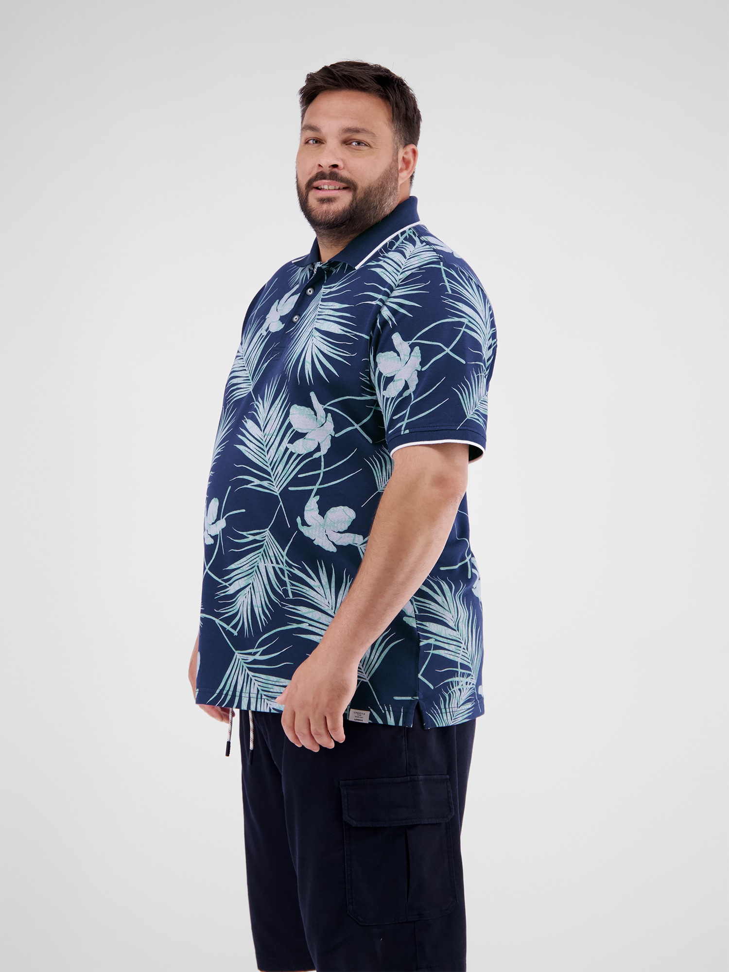 LERROS Polo »Herren-Poloshirt, floral gemustert in Grossen Grössen«