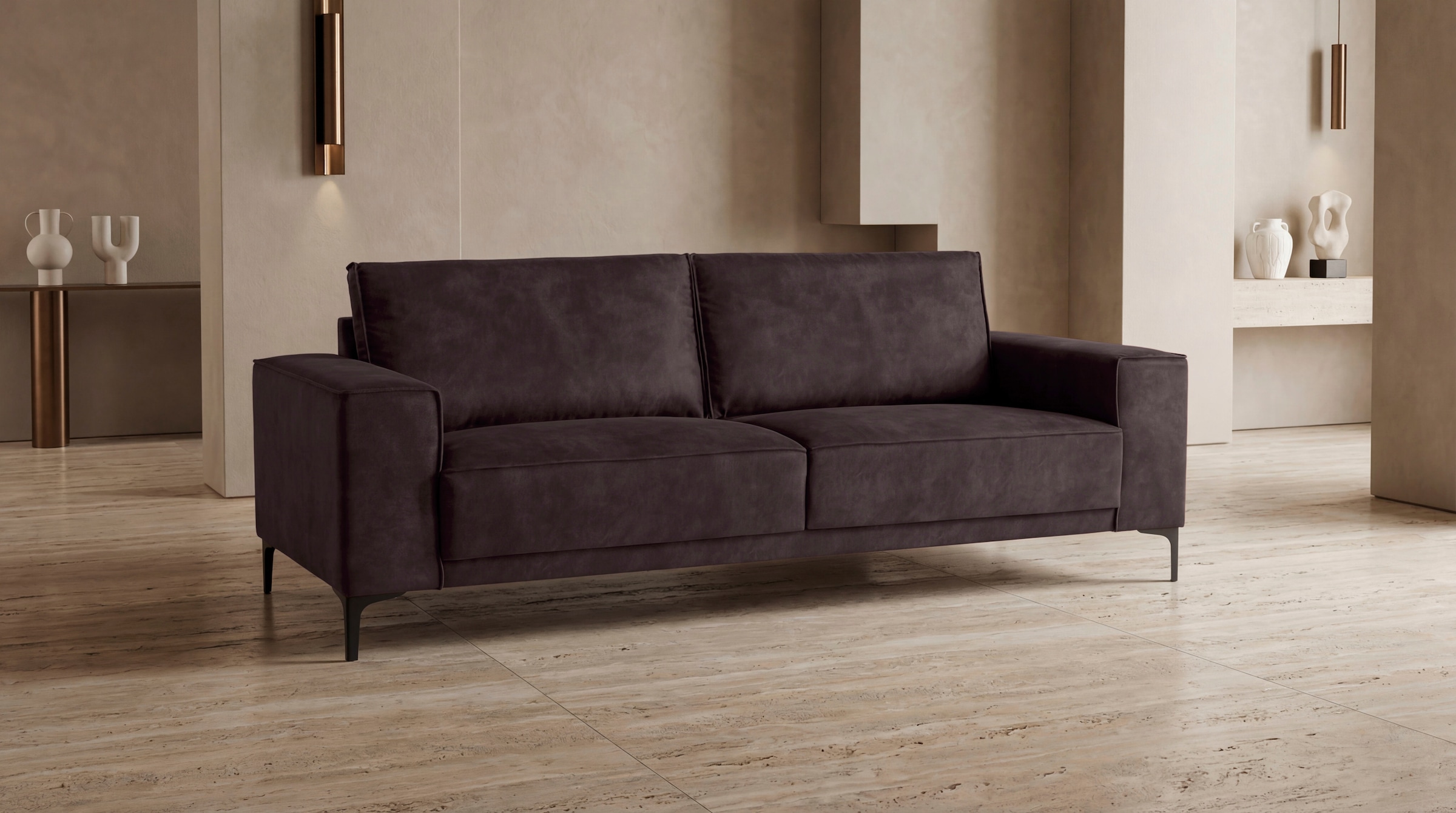 GOODproduct 3-Sitzer »OLAND Luxus-Microfaser, Sofa, B: 224 cm, Skandi-Design« Struktur, Flachgewebe, Luxus-Microfaser, Boucle