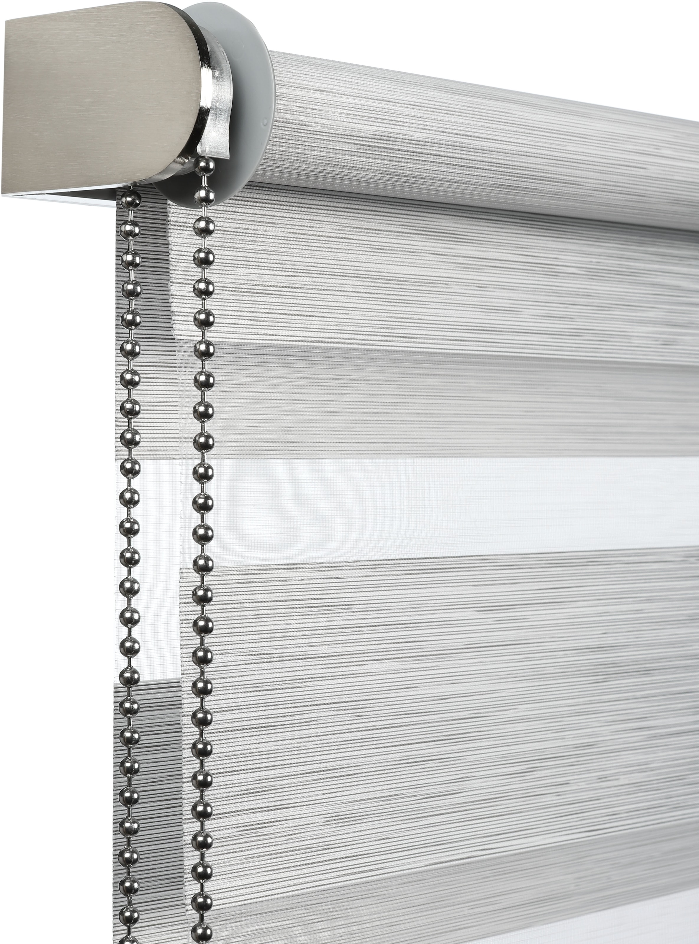 GARDINIA Doppelrollo »de luxe«, halbtransparent, Sichtschutz, mit Bohren/ohne Bohren, freihängend, hochwertiges Gesamtkonzept mit silbernen Metallkomponenten