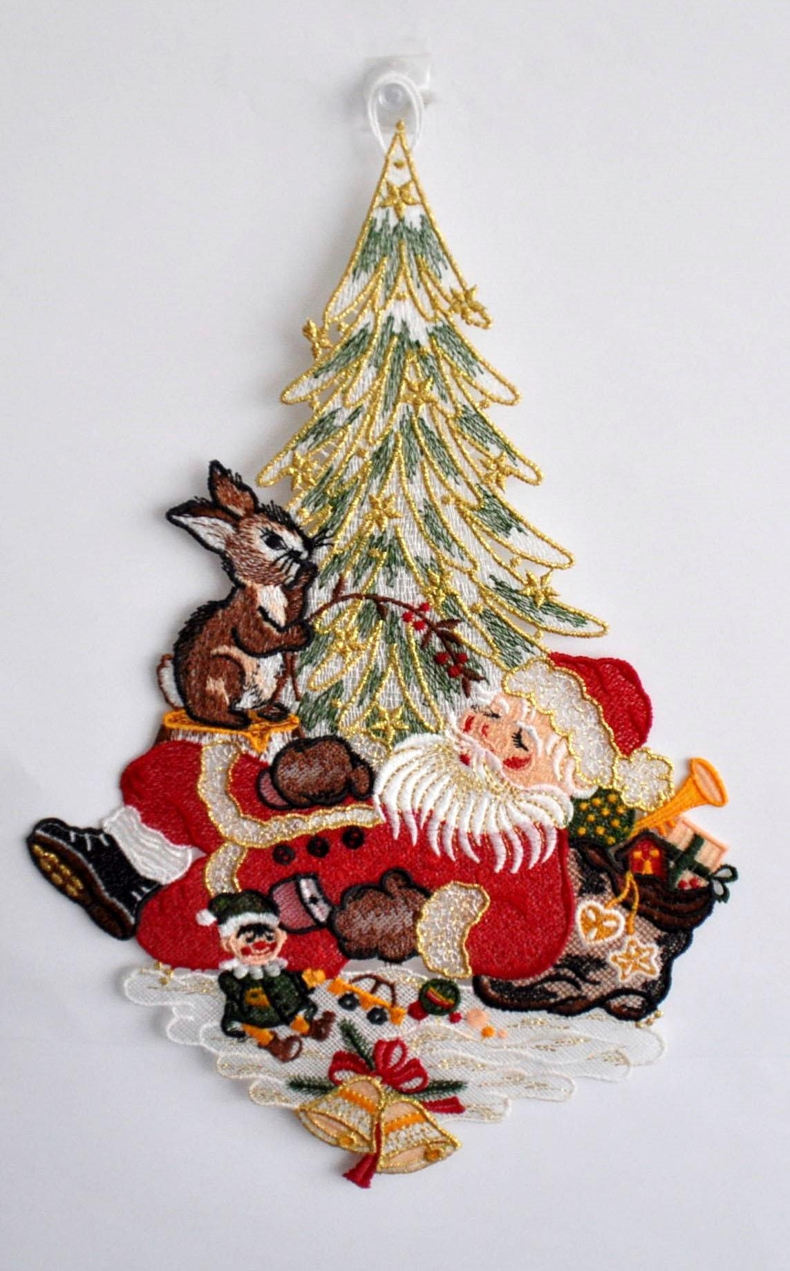 Image of Stickereien Plauen Fensterbild "Weihnachtsmann"