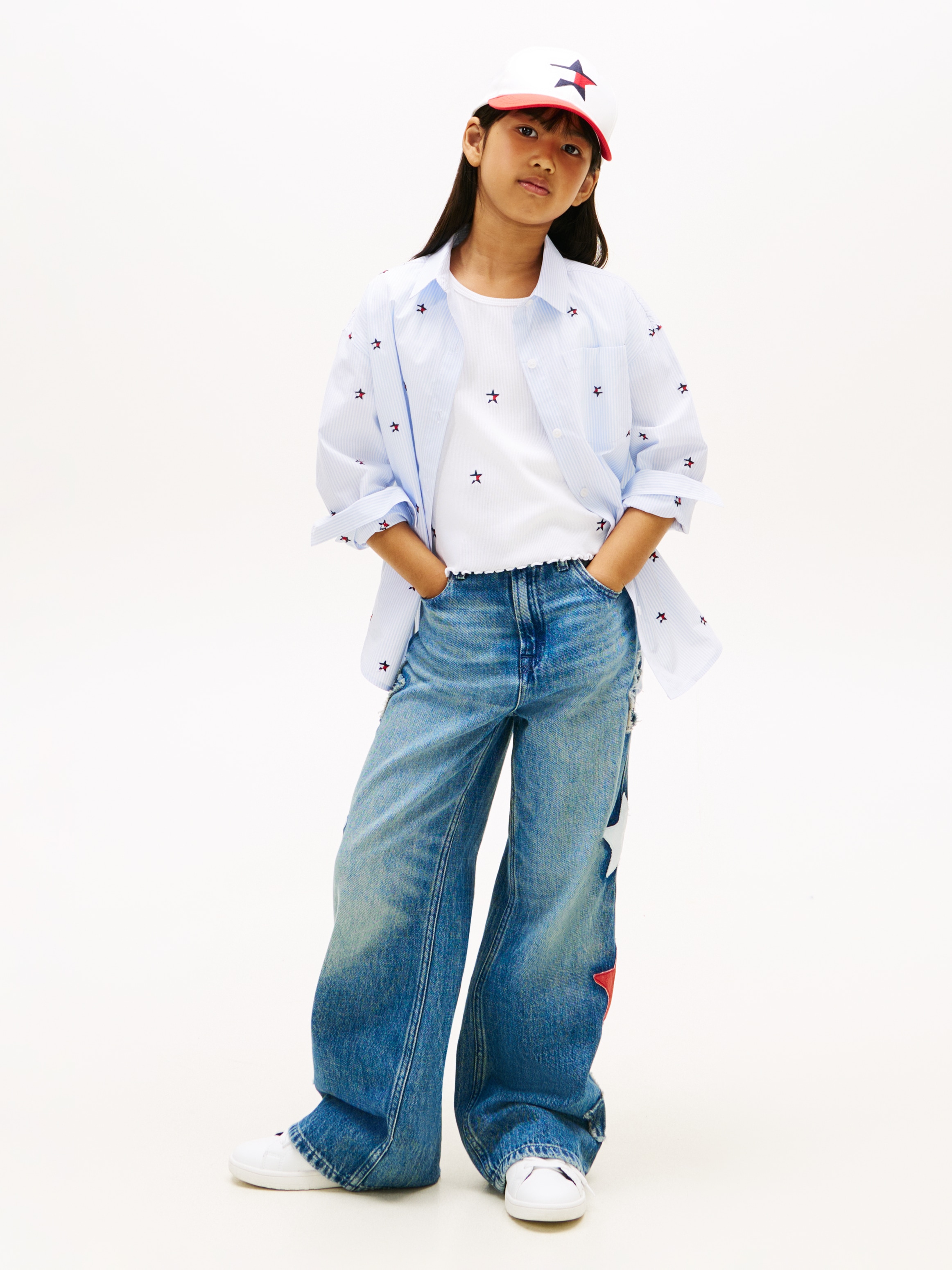 Tommy Hilfiger Hemdbluse »STRIPED STAR SHIRT LONG SLEEVE« Kinder bis 16 Jahre, mit Stickereien