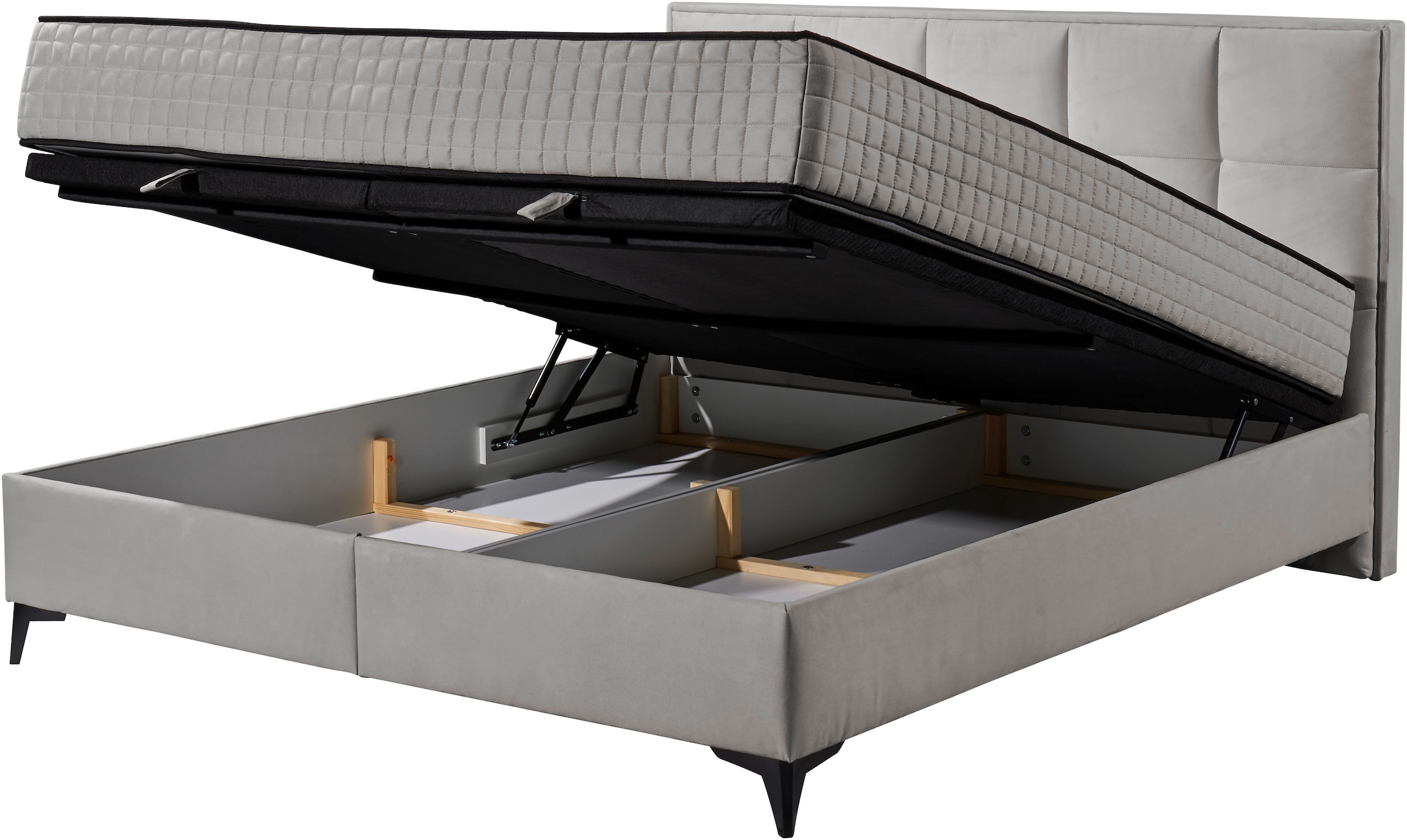 ED EXCITING DESIGN Lit de boxe »Monroe inkl. Bettkasten, erhältlich in den Breiten 160cm & 180cm« Duo-Matratze - feste Seite mit Kokosmatte