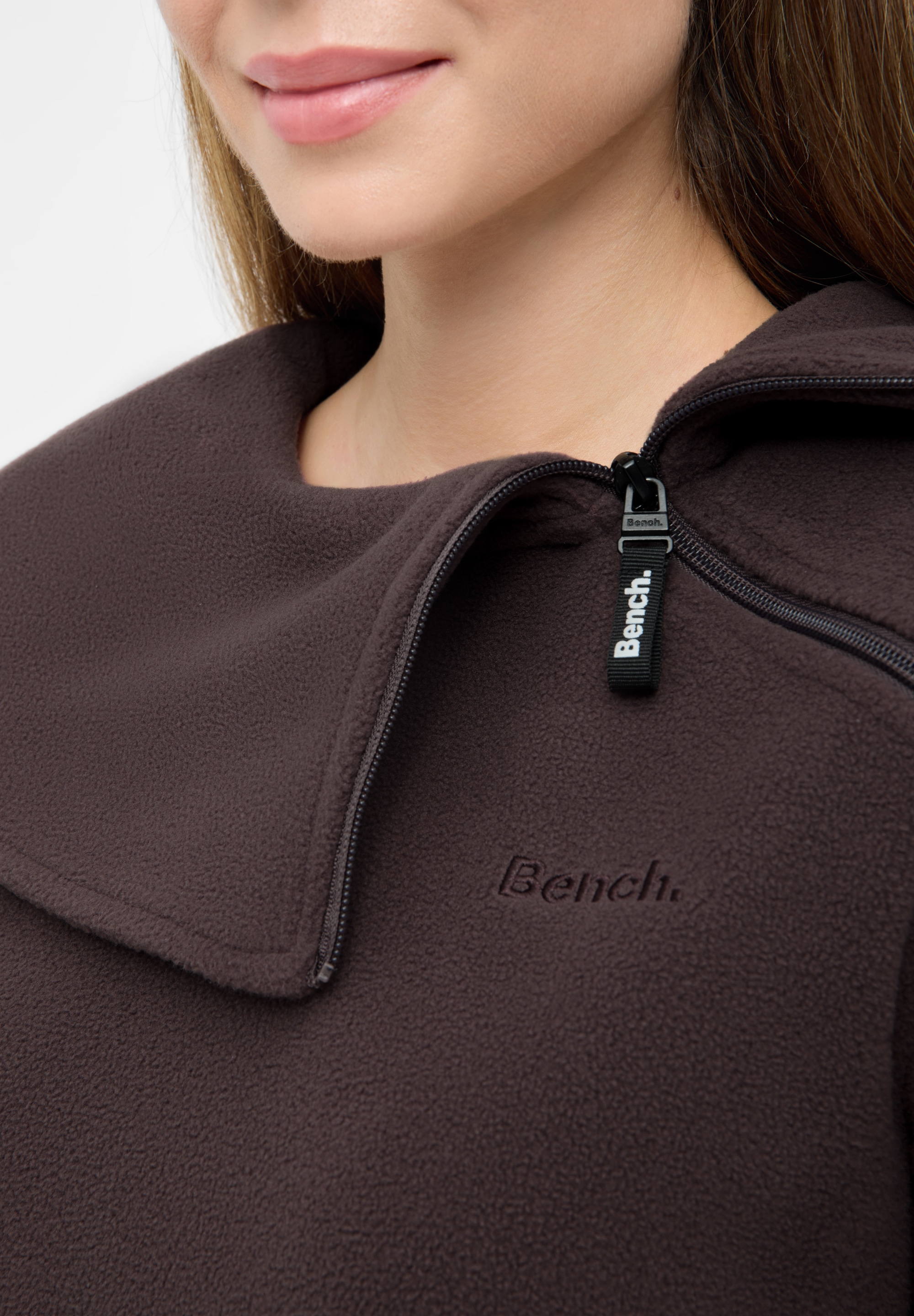 Bench. Fleecepullover »APRILLE«, warmes, tailliertes Fleeceshirt mit Troyerkragen und Seitentaschen