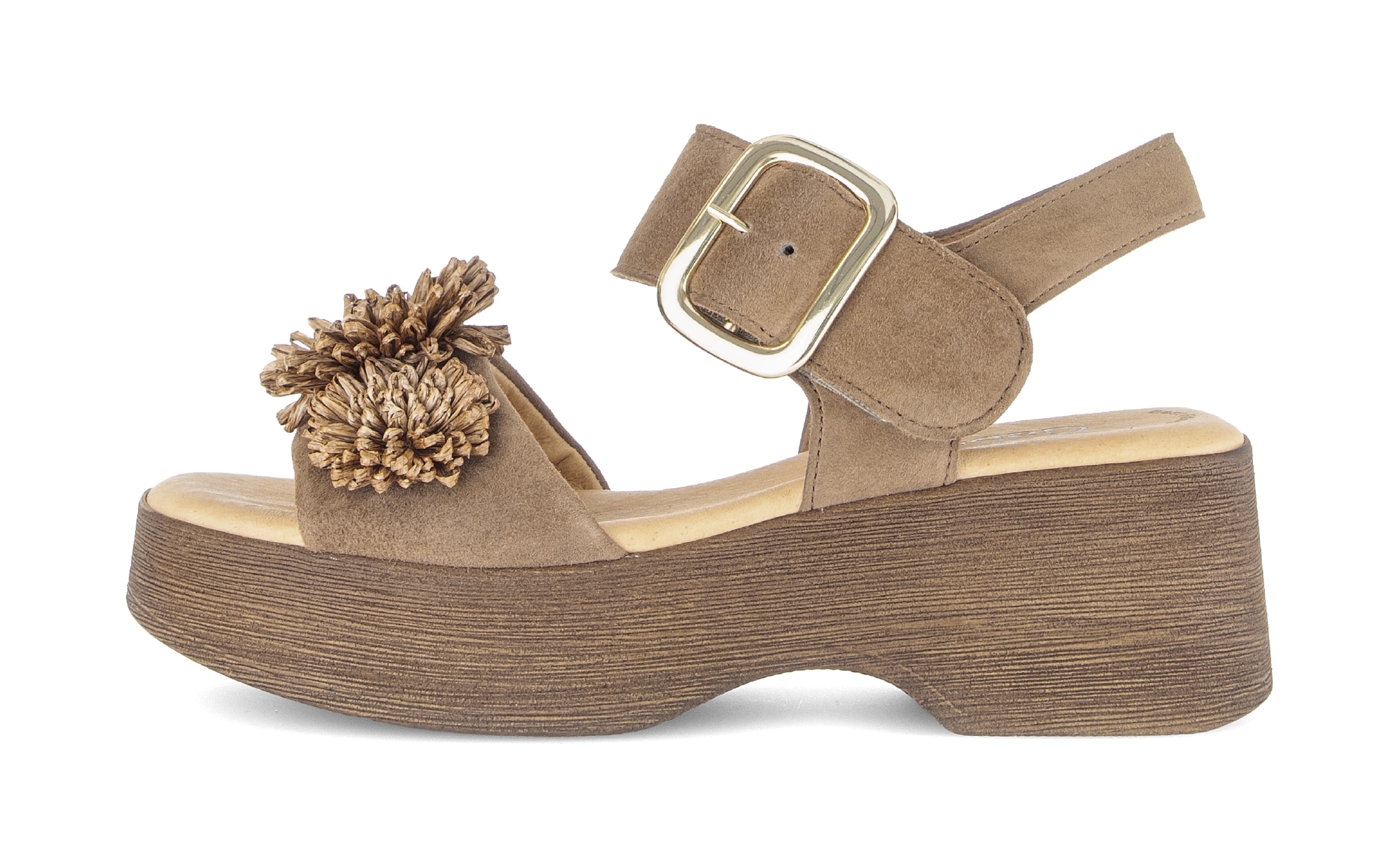 Gabor Sandalette  , Sommmerschuh mit Plateau und Absatz in Holzoptik