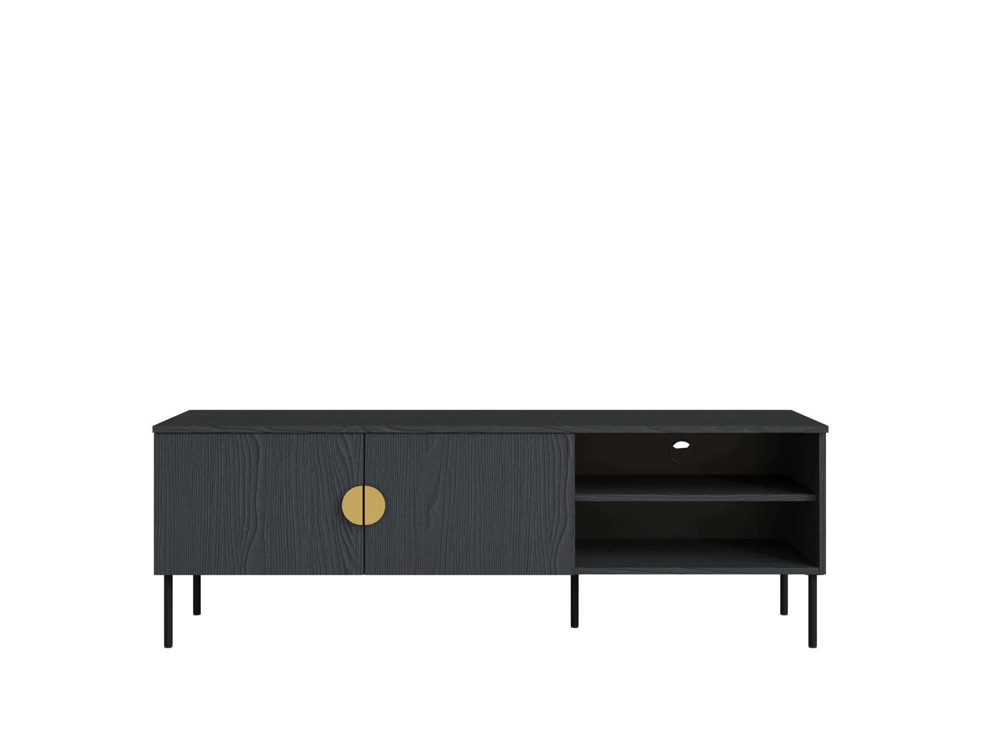 Home affaire Lowboard »BELLOT TV-Schrank mit 2 Türen, Masse B/T/H: 160/40/53,6 cm«, (1 St.), schwarze Farbe, mit holzähnlicher Struktur