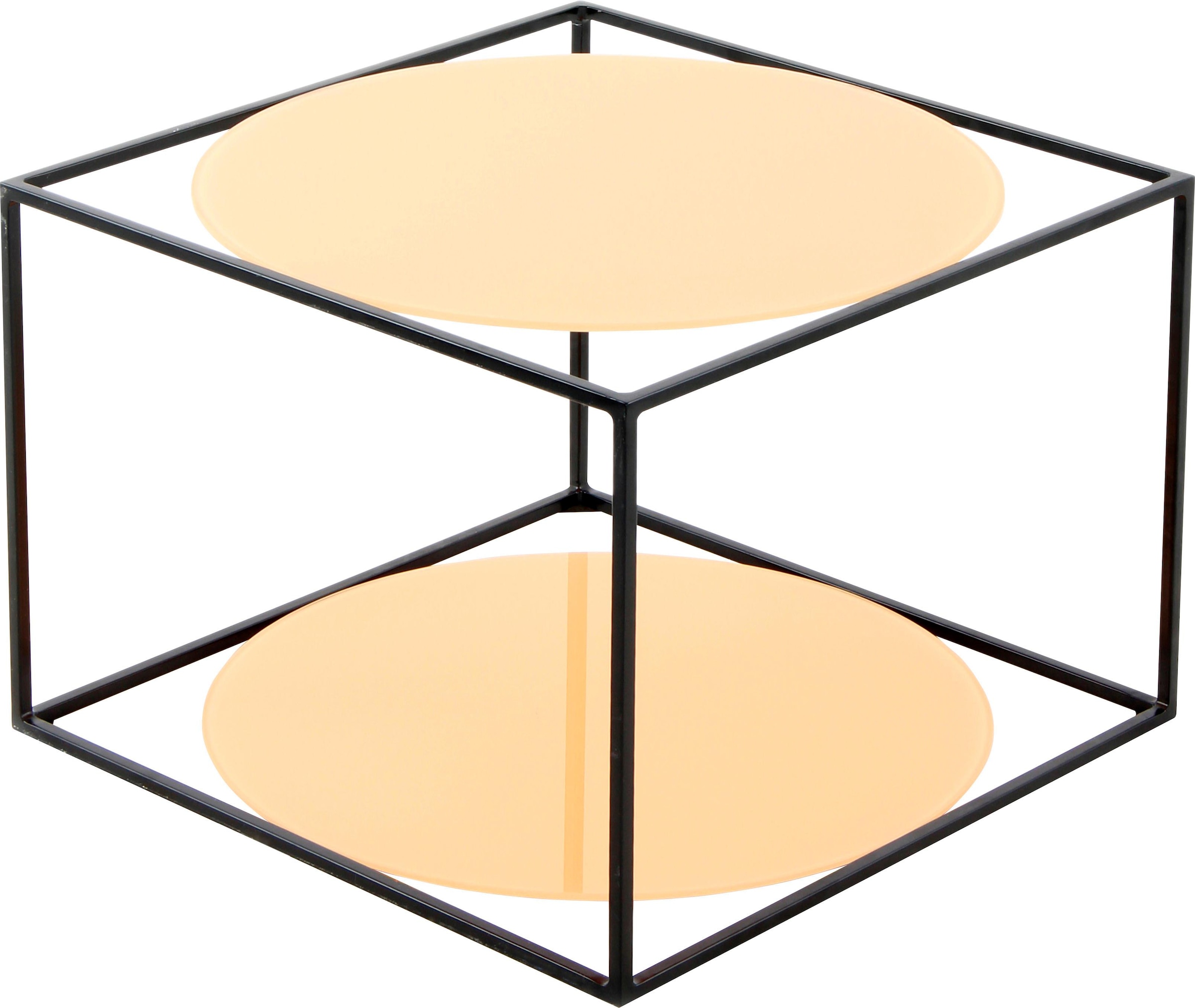 Kayoom Beistelltisch »Cody, Beistelltisch in Würfelform, offenes, modernes Design«, (1 St.), moderne Kubusform mit runden Ablageflächen aus Glas