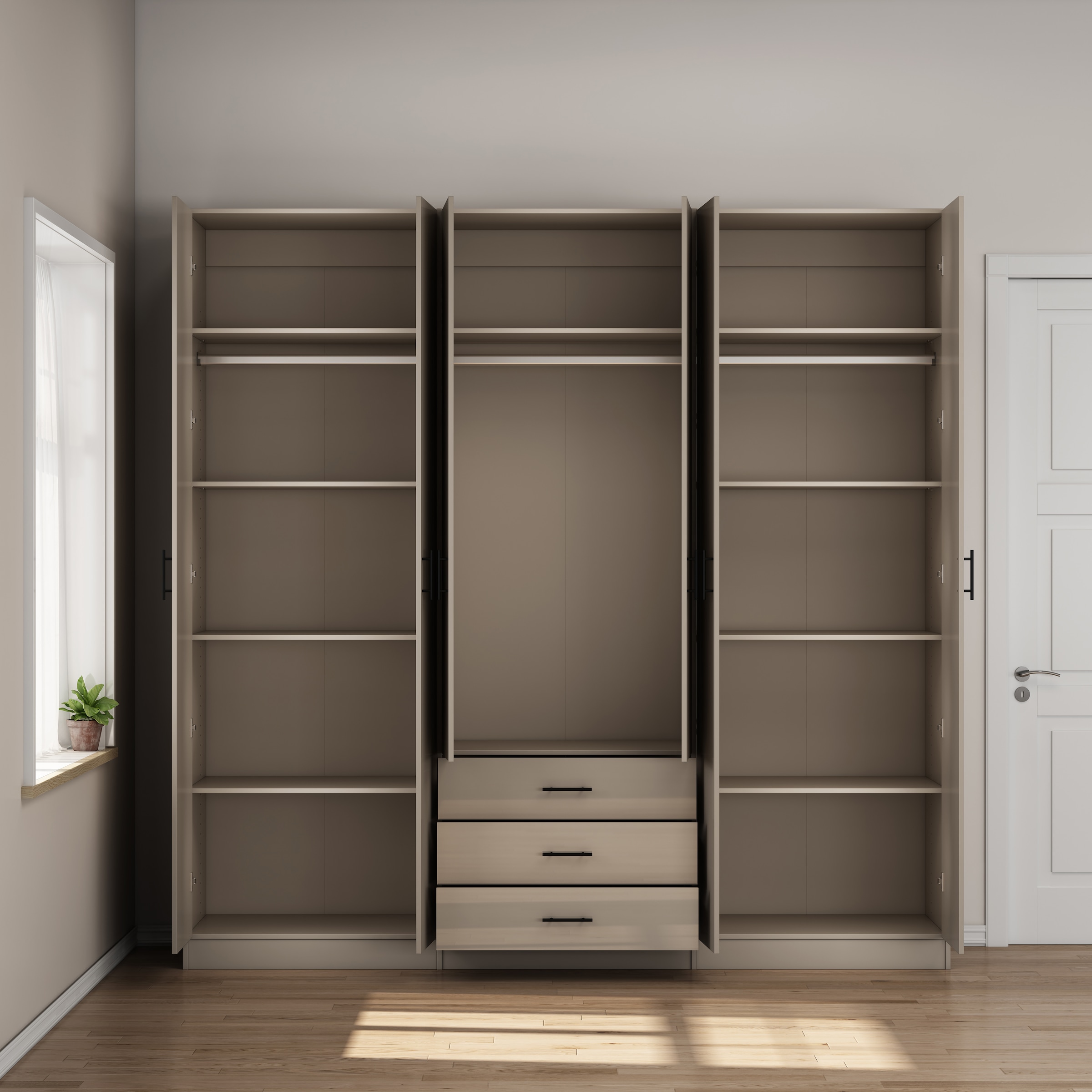 GOODproduct Kleiderschrank »Trento Schlafzimmerschrank Garderobe hochglanz« in 2 unterschiedlichen Schrankhöhen wählbar,  Schrank mit 6 Türen und 3 Schubladen, hochglanz Fronten, Höhe 2,39m