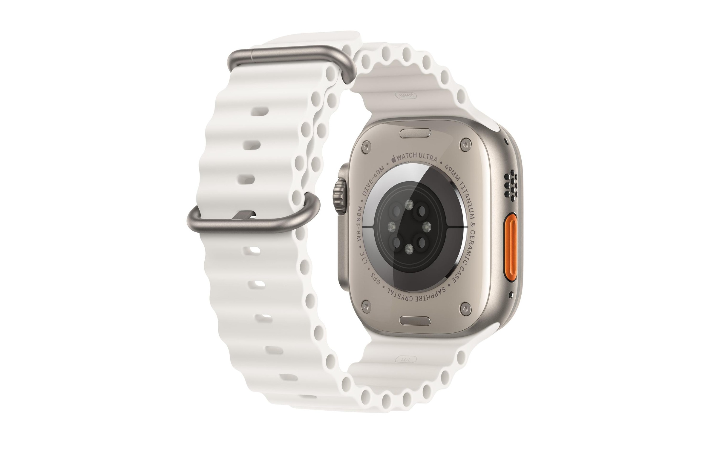 Apple Watch Ultra GPS + Cellular, 49 mm Titangehäuse, Ocean Armband Weiss