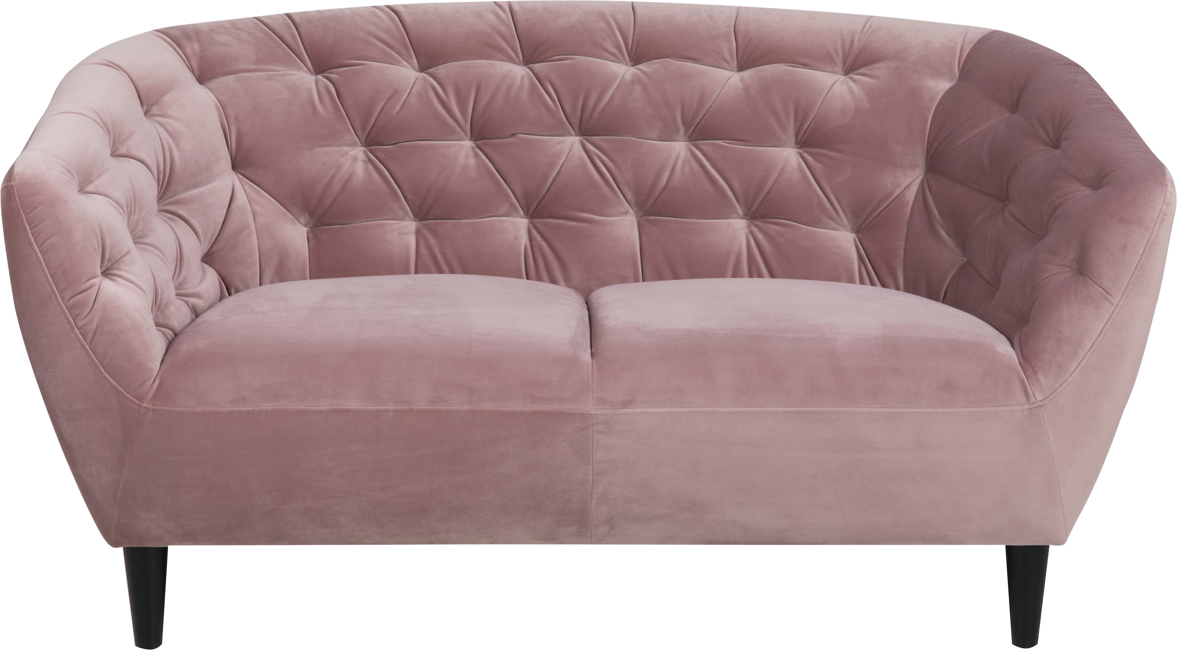 Image of ACTONA GROUP 2-Sitzer "Ria Sofa, Couch, Doppelsofa, Loveseat," Samtstoff, Massivholz-Beine, Taschenfederkern, Tufting, mit Armlehnen