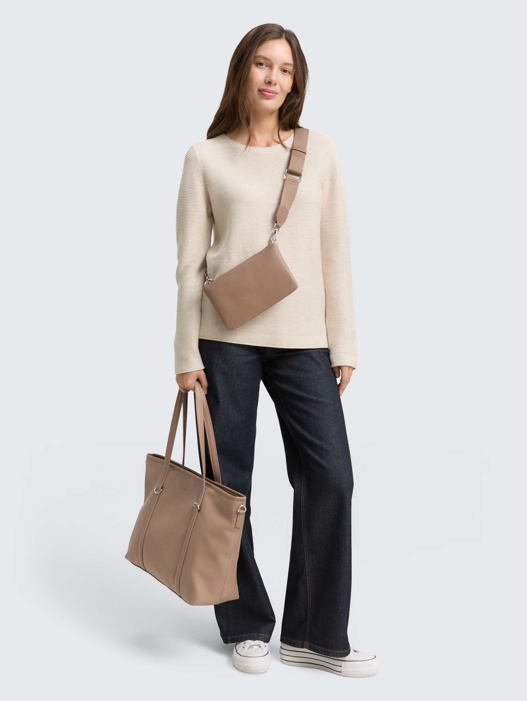 TOM TAILOR Shopper »Jamila« ein Platzwunder mit 2-in1-Funktion aus fein genarbtem Lederimtiat