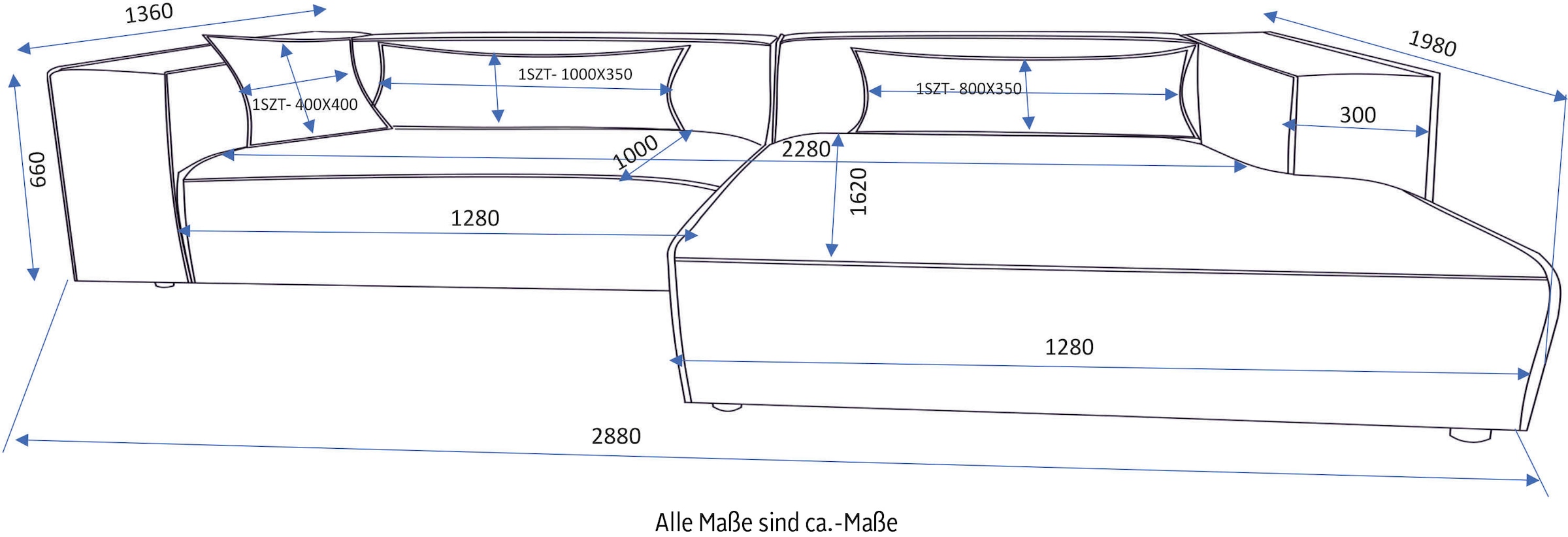 LeGer Home by Lena Gercke Ecksofa »PIARA XXL, Big-Sofa in Cord oder Leinenoptik, L-Form, mit Kedernaht«, wahlweise Ottomane rechts/links, schwarze Füsse, extra tiefe Sitzfläche