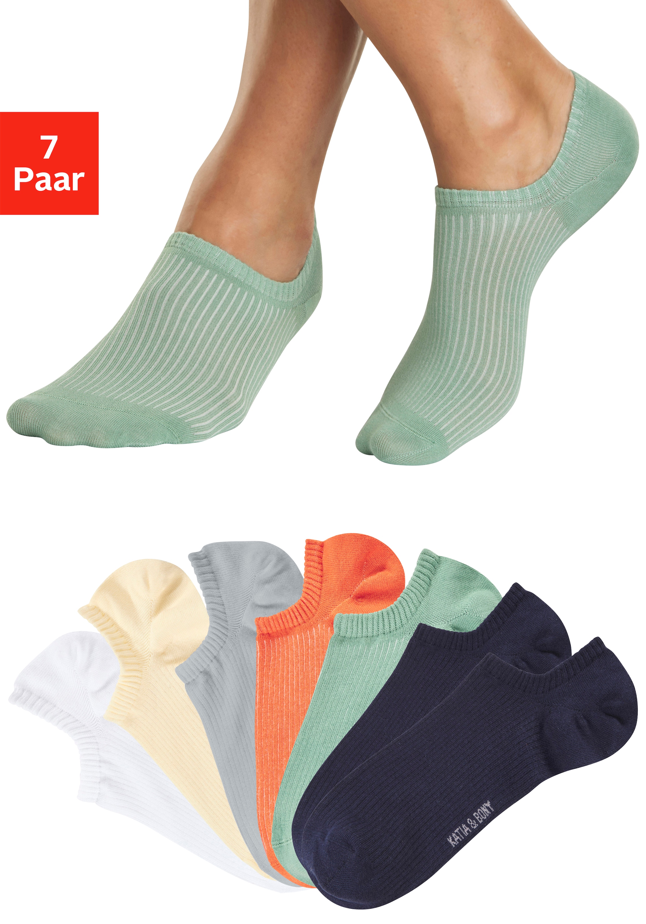 H.I.S Chaussettes de baskets Paquet, 7 Couple tlg. invisible und gerippt