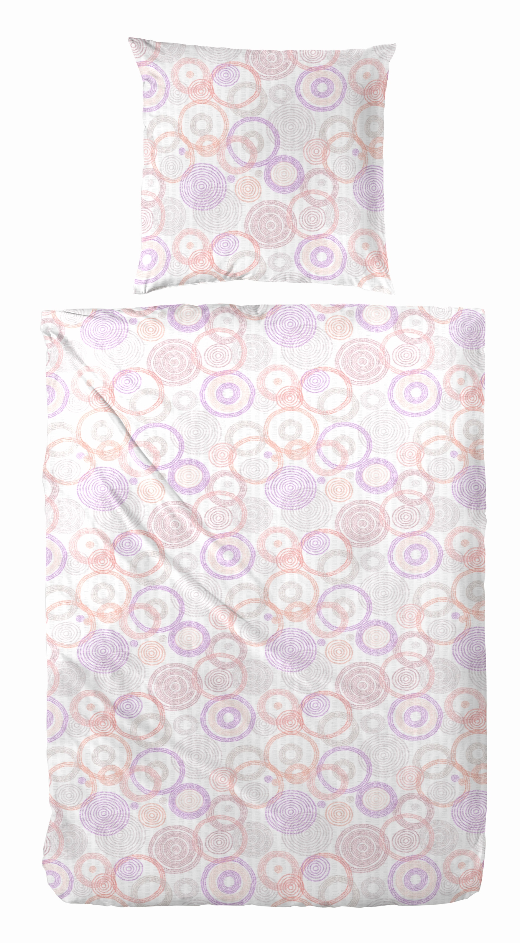 Image of Primera Bettwäsche "Primera Soft-Seersucker-Bettwäsche Cirleane" 2 Stk. mit pastellfarbenen Kreisen