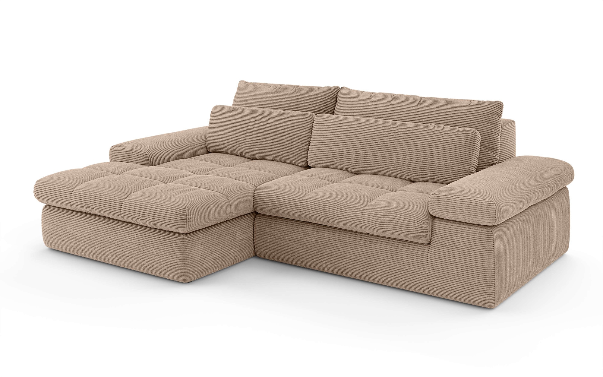 Home affaire Ecksofa »ALVERIE mit Recamiere, moderne Steppung, Masse: B/T/H 274/203/106 cm«, L-Form mit Wellenunterfederung, mit 4 Rückenkissen, pflegeleicht Stoff