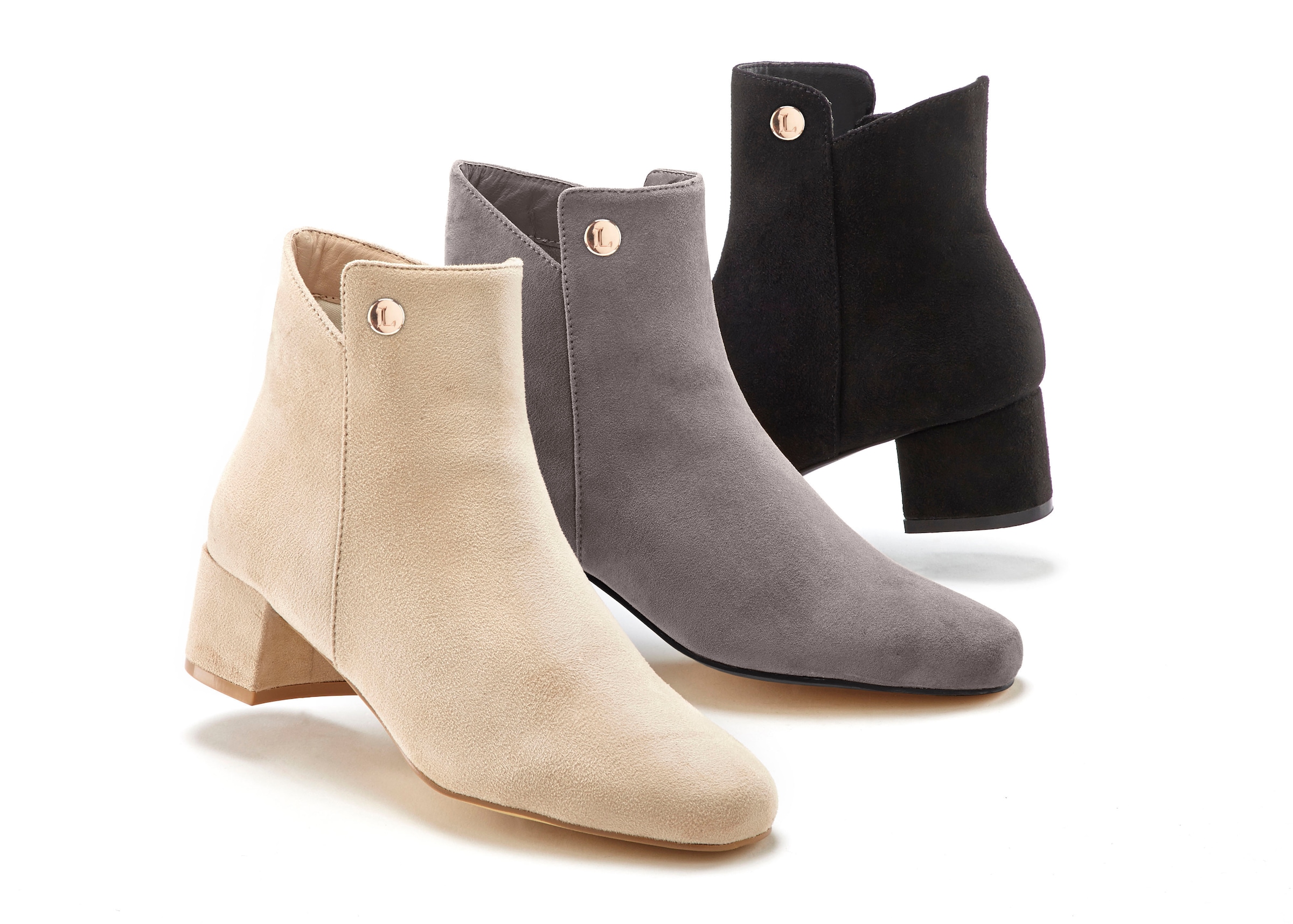 LASCANA Stiefelette, mit bequemen Blockabsatz, Ankle Boots, Stiefel VEGAN