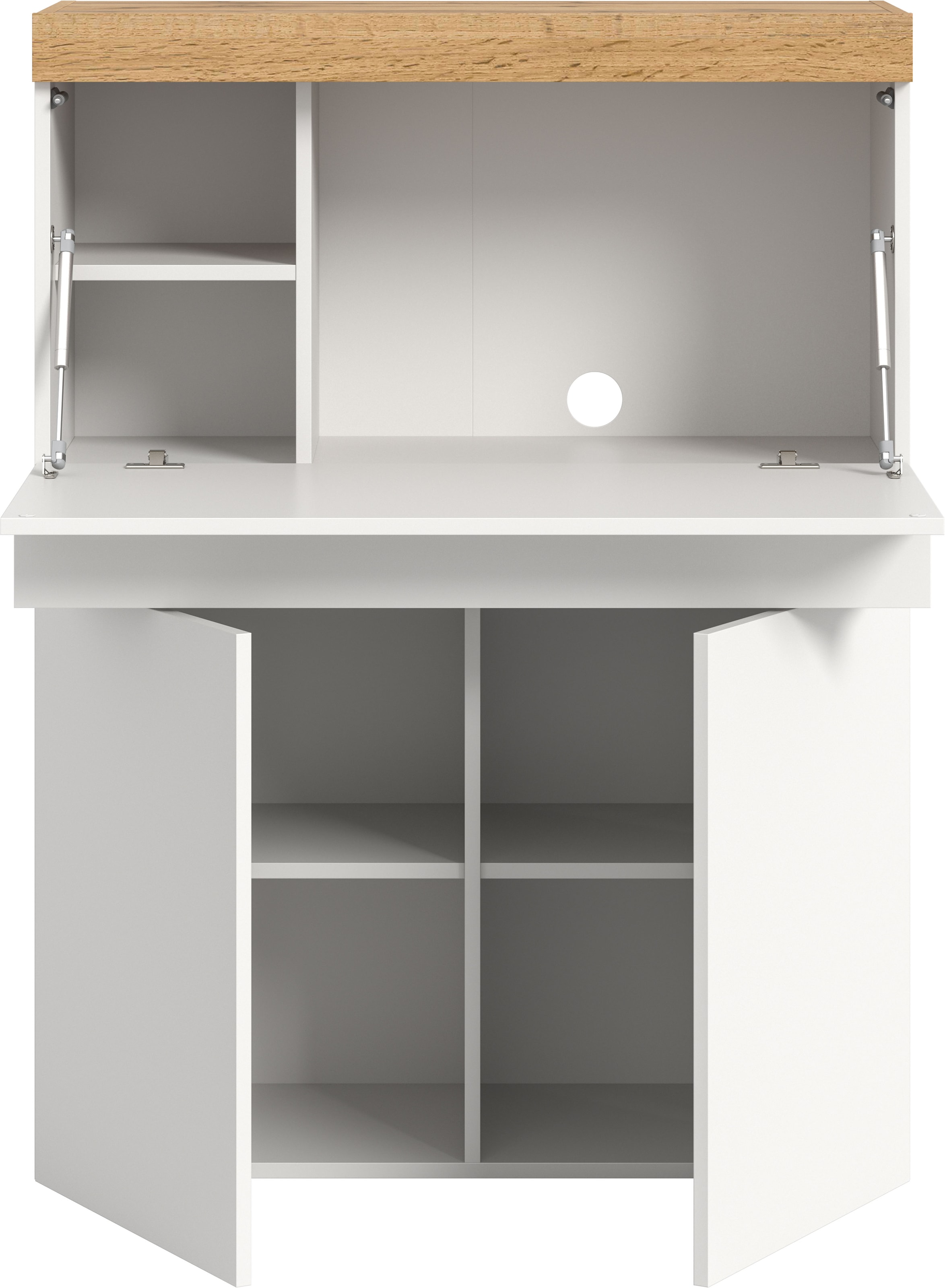 GOODproduct Secrétaire »MAMBO, Höhe 122cm, Home-Office-Schreibtisch, PC-Schrank« 2 Türen, 1Klappe, 7 Fächer, 1 Schubkasten, 3 höhenverstellbare Böden,  Multifunktional mit viel Stauraum, klappbare Tischfläche