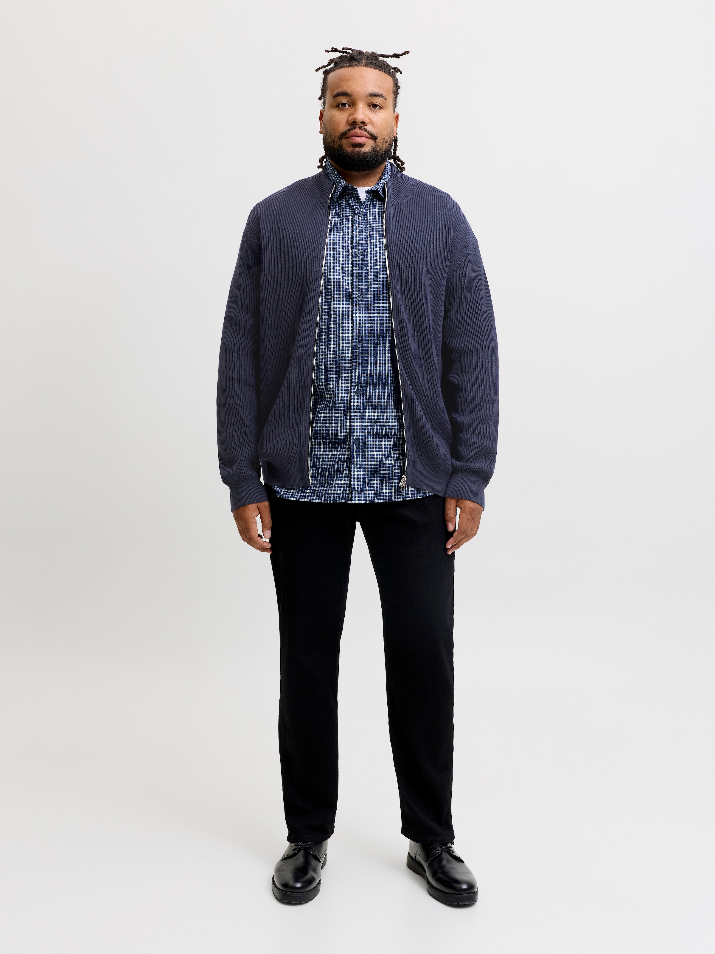 Jack & Jones PlusSize Strickjacke »JJEPERFECT KNIT FULL ZIP CARDIGAN SN PLS« Baumwollmischung, mit Stehkragen