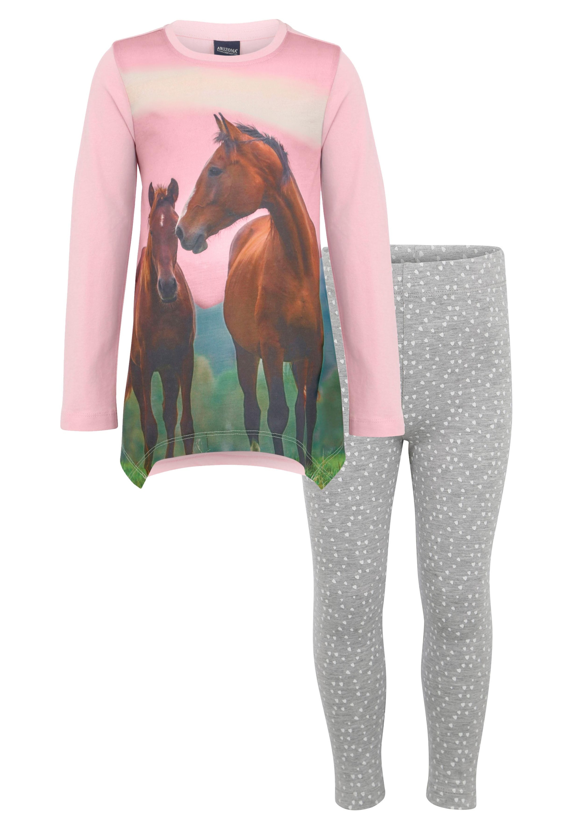 Arizona Longshirt & Leggings »für kleine Mädchen«, mit Pferde-Motiv