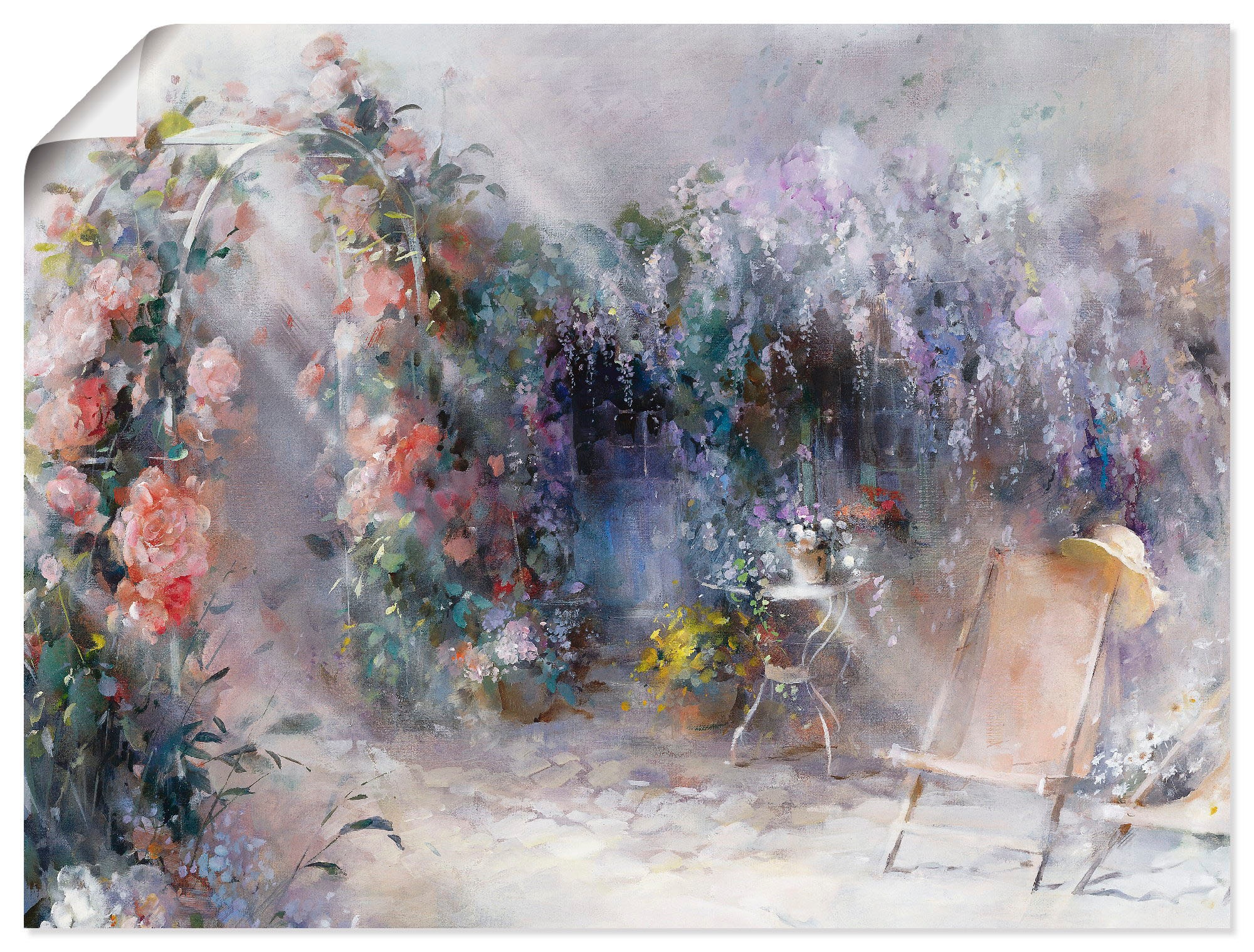 Image of Artland Wandbild »Rosen und Flieder«, Garten, (1 St.), in vielen Grössen & Produktarten -Leinwandbild, Poster, Wandaufkleber / Wandtattoo auch für Badezimmer geeignet bei Ackermann Versand Schweiz