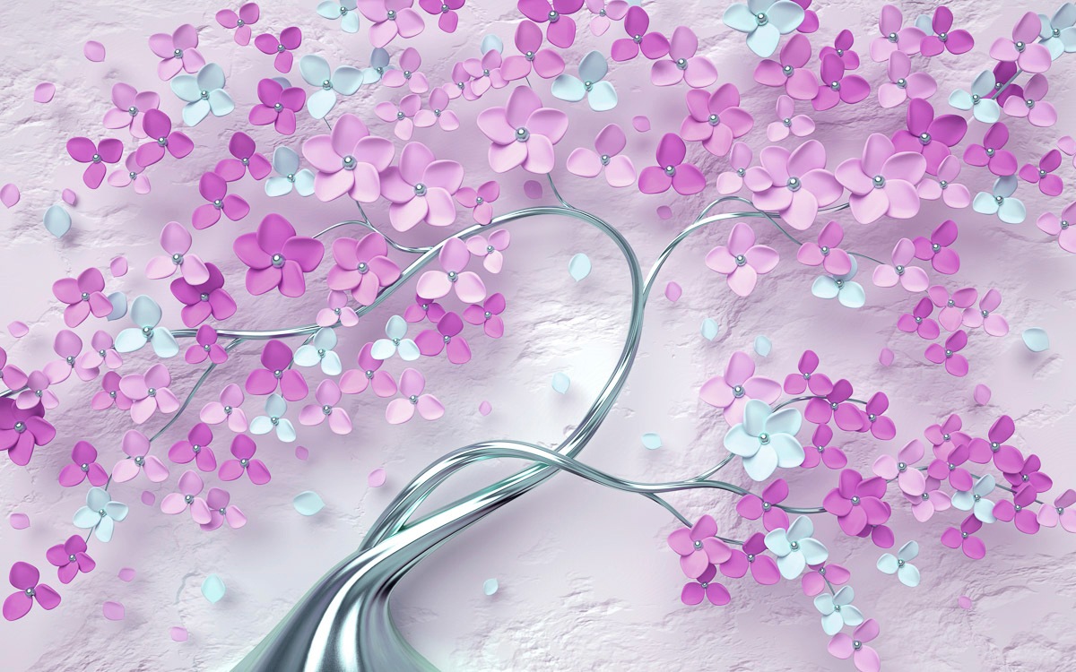 Image of Papermoon Fototapete "Blumen Baum lila blau"