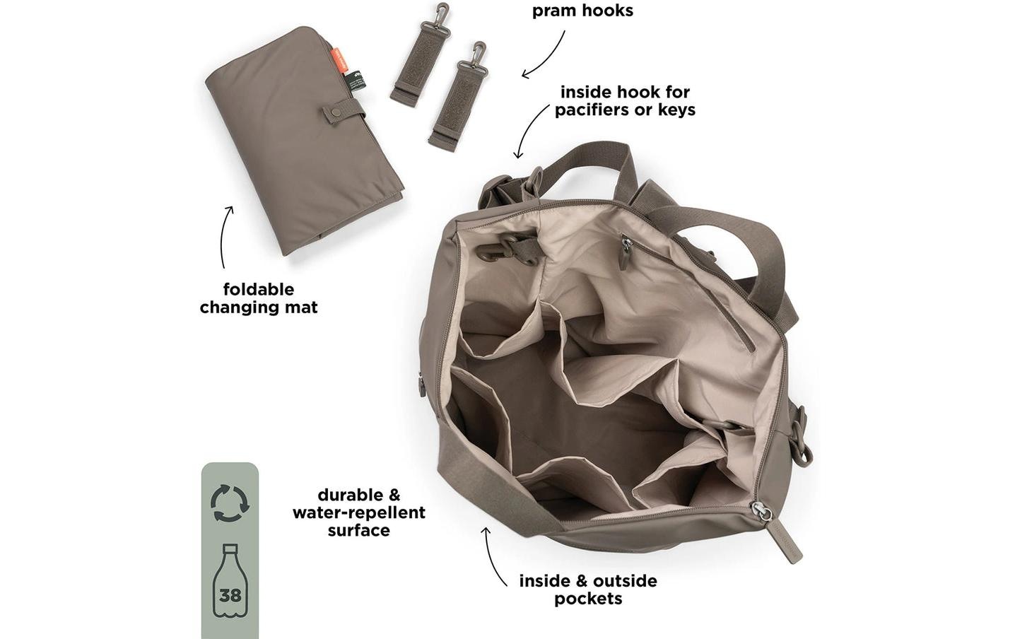   Wickelrucksack »done by deer Taupe« Wickelrucksack, stilvoll, geräumig und funktional für unterwegs