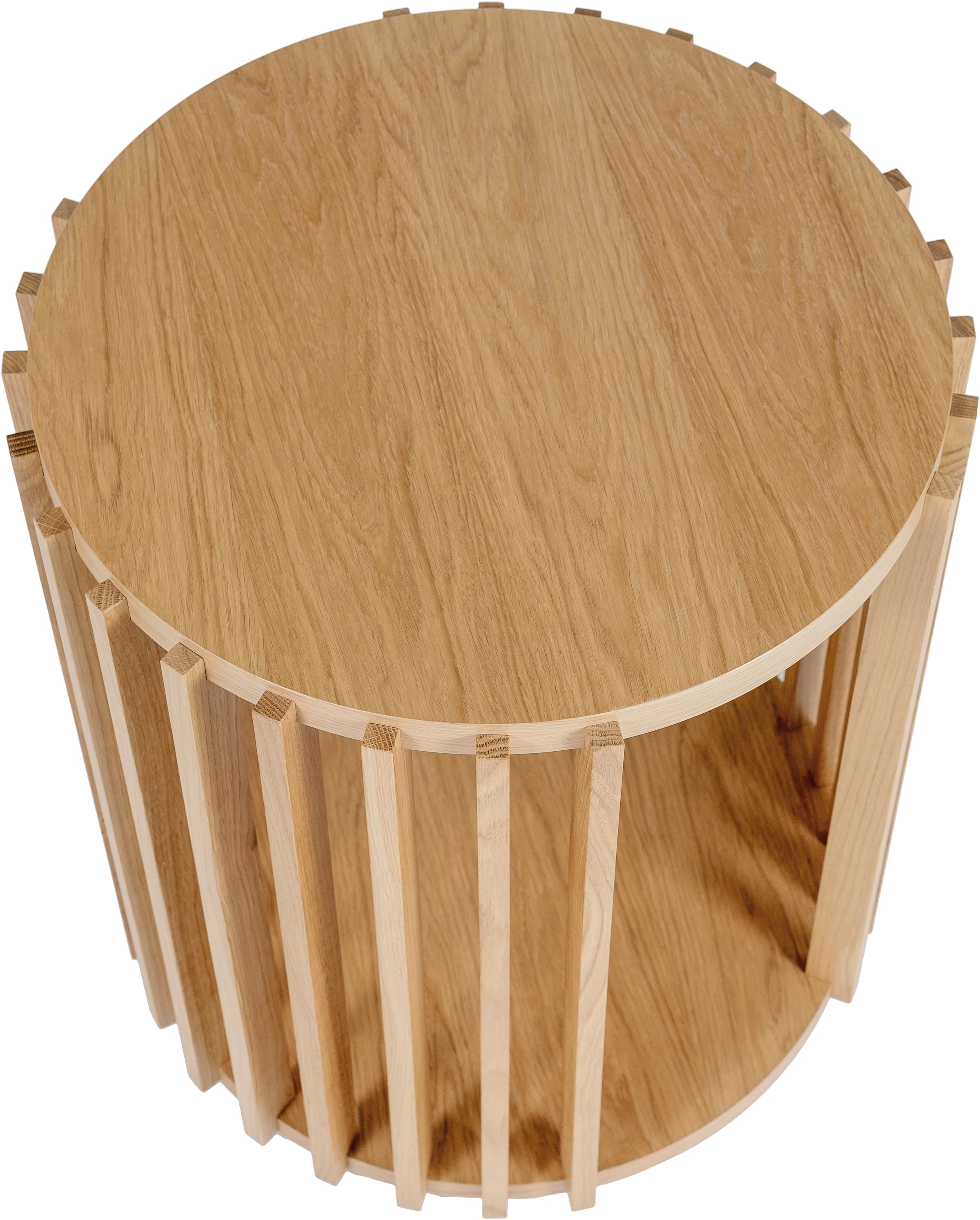 Woodman Beistelltisch »Drum, Breite/Tiefe/Höhe: 53/53/58 cm«, Holzfurnier aus Eiche, Sprossen aus massiver Eiche