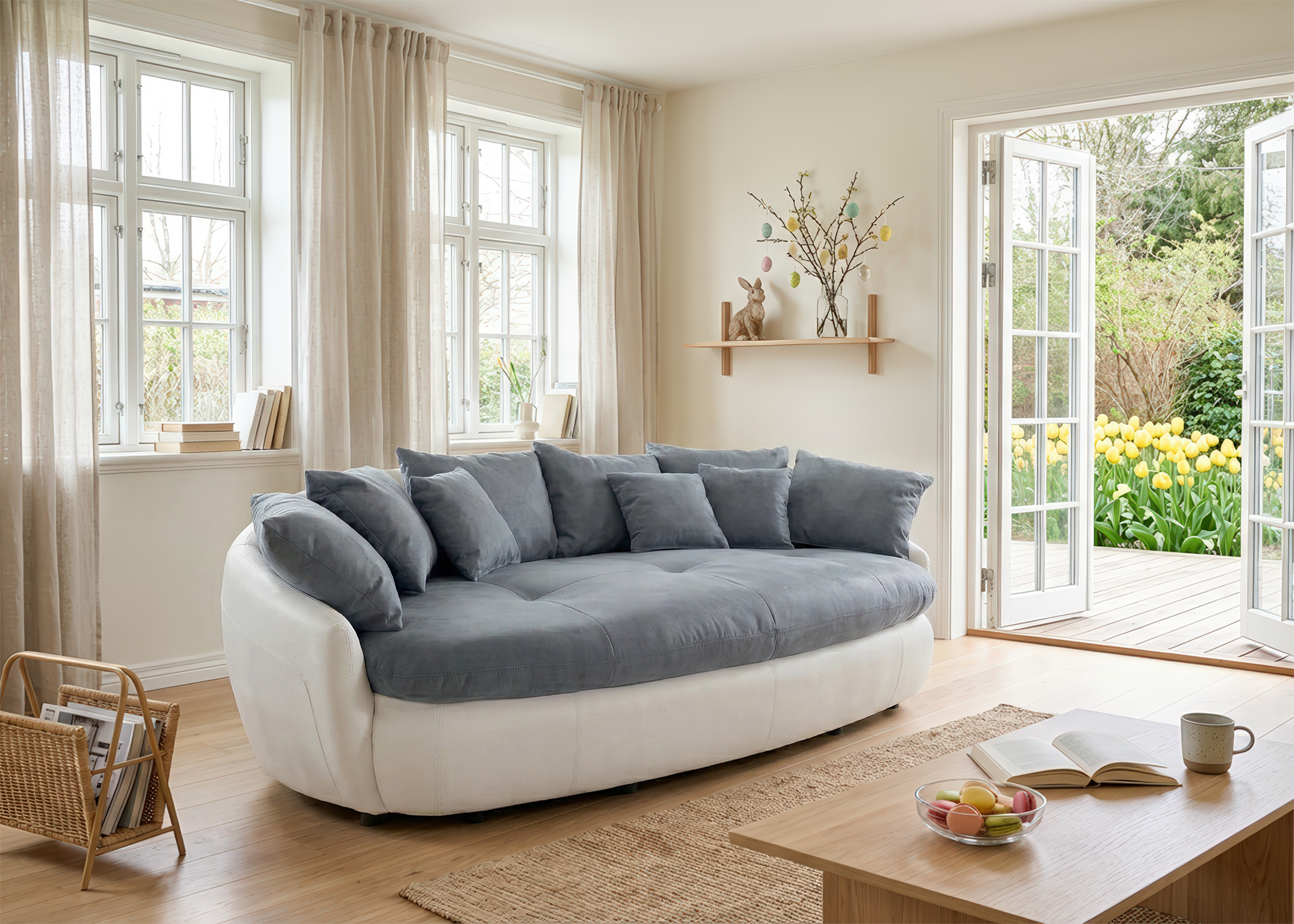 COTTA Canapé Big »Aruba« méga canapé confortable XXL en forme organique avec nombreux coussins