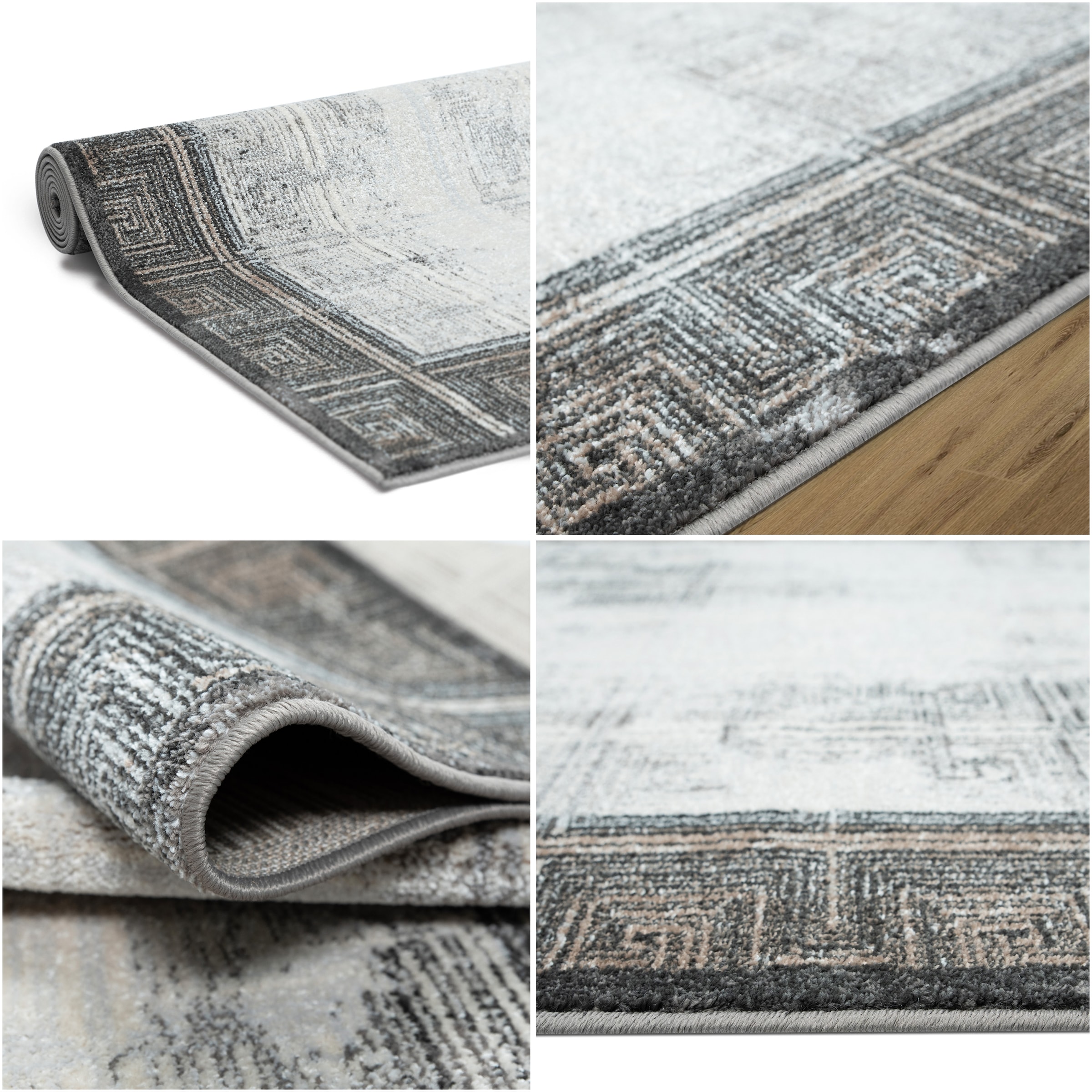 GOODproduct Teppich »Aurellia, mit Rahmen« rechteckig 9 mm Höhe im Vintage-Look, meliert, Bordüre, zeitlos, Wohnzimmer, Schlafzimmer