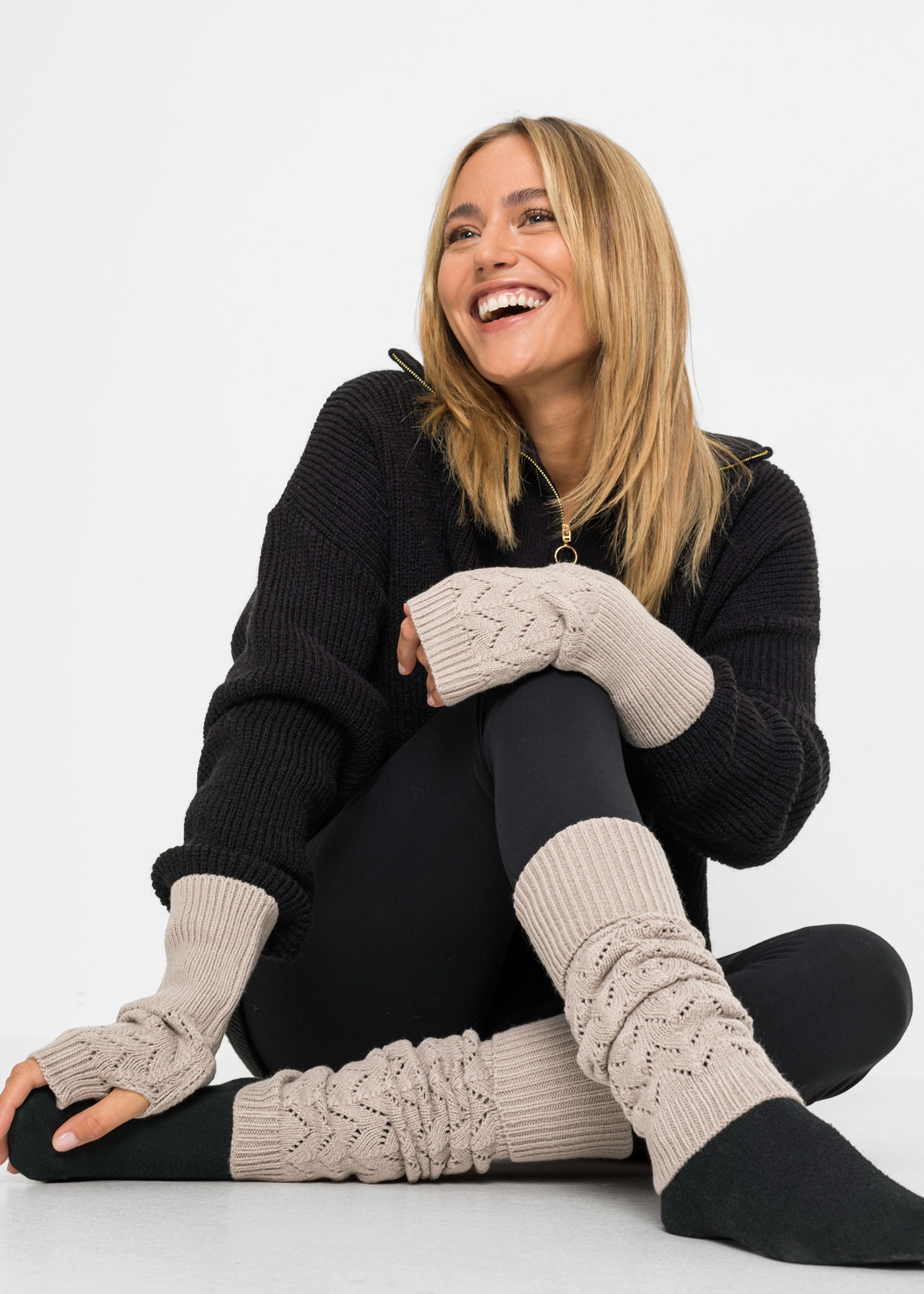 bonprix Armstulpen »Armstulpen und Beinstulpen (4-tlg-Set)« 4 Stk. mit passenden Beinstulpen, unifarbene Optik