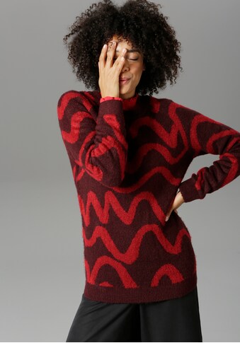 Aniston CASUAL Rundhalspullover, mit trendigem Wellen-Muster kaufen