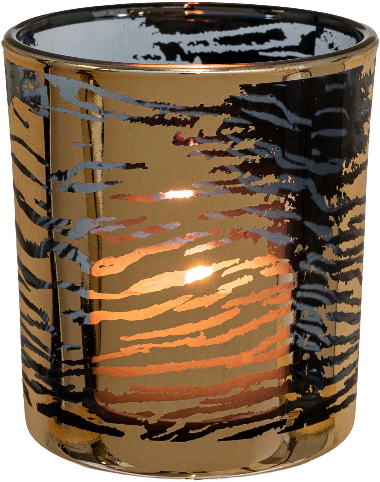 Creativ home St.), ca. (1 bequem kaufen »Kerzenhalter Teelichthalter cm Glas, Höhe 15 Windlicht LEOPARD«, aus