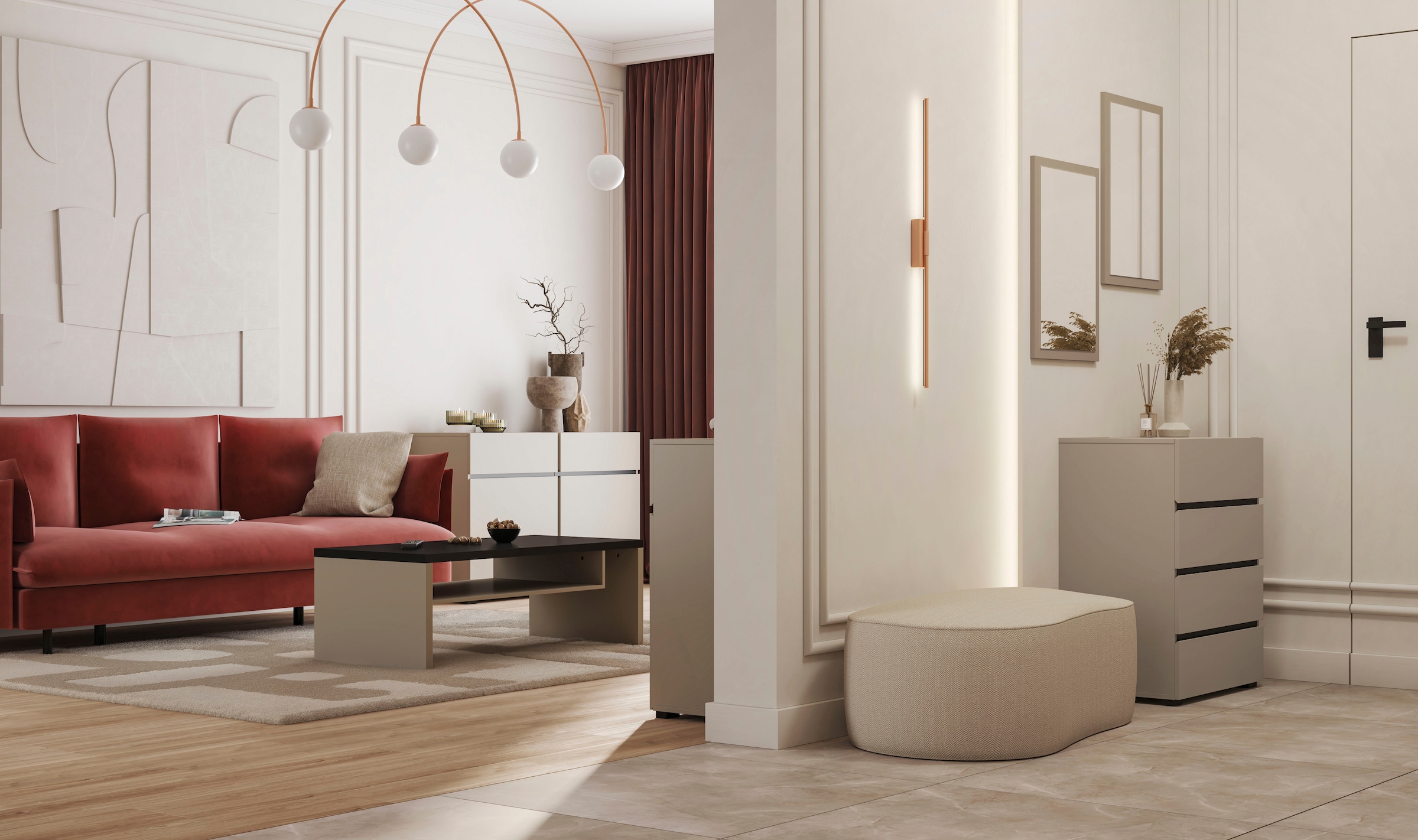 GOODproduct Table basse »Cross, Breite 120 cm, moderner Sofatisch für Wohnzimmer« Tisch mit offenem Fachboden