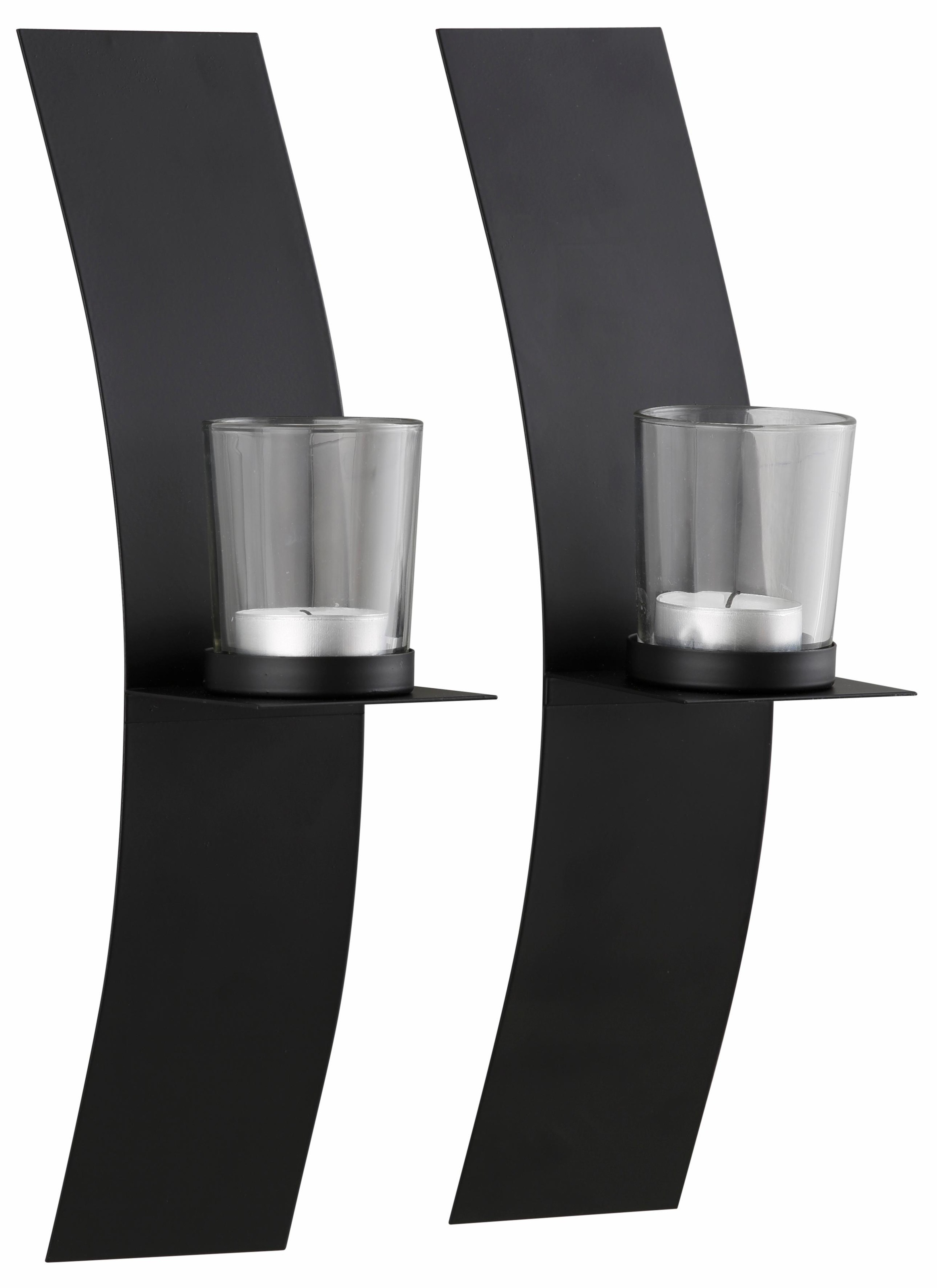 Image of GOODproduct Wandkerzenhalter "Drammen" Landhaus, Metall, Glas, schwarz